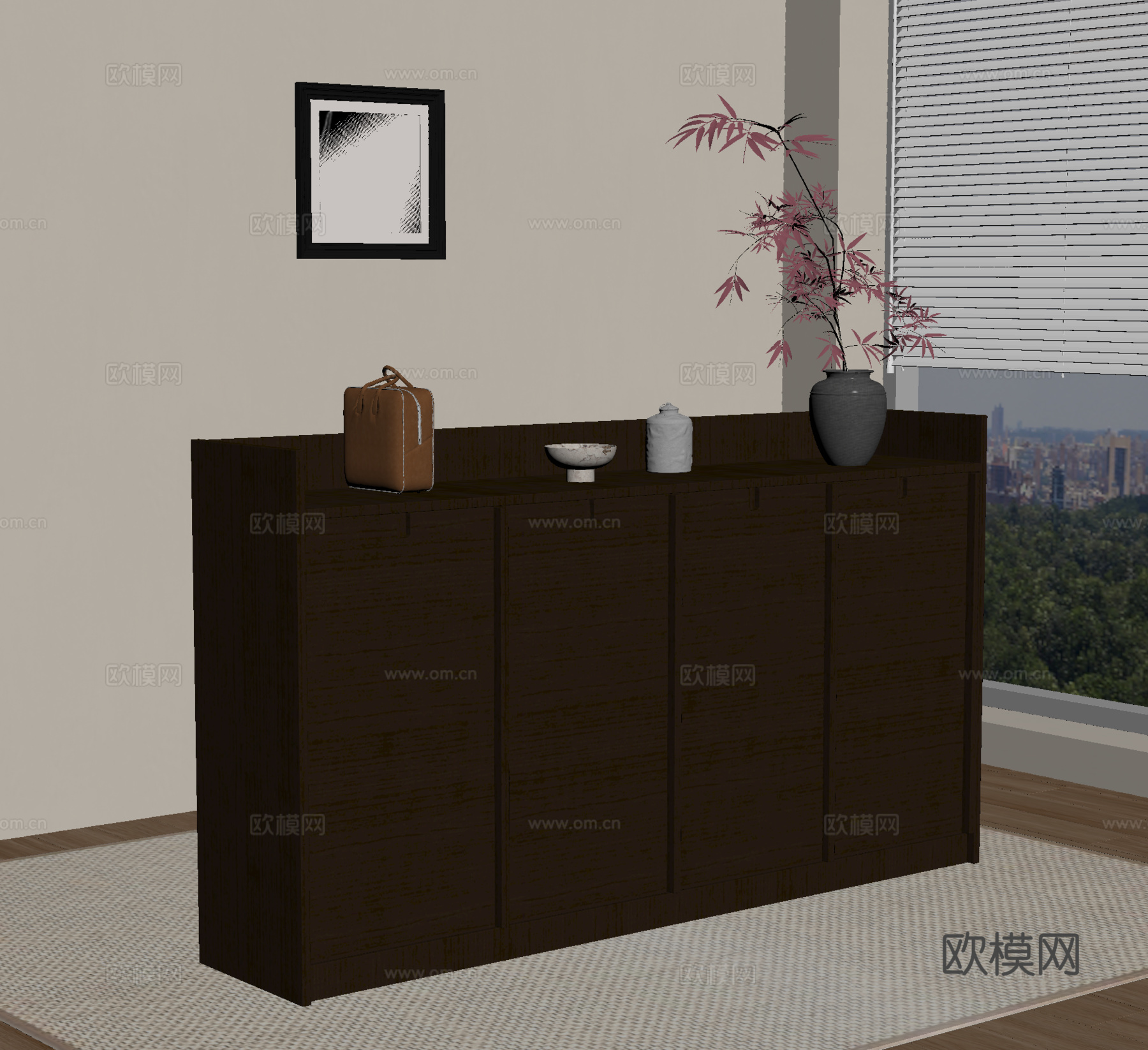 边柜 鞋柜 花艺花瓶 摆件饰品su模型