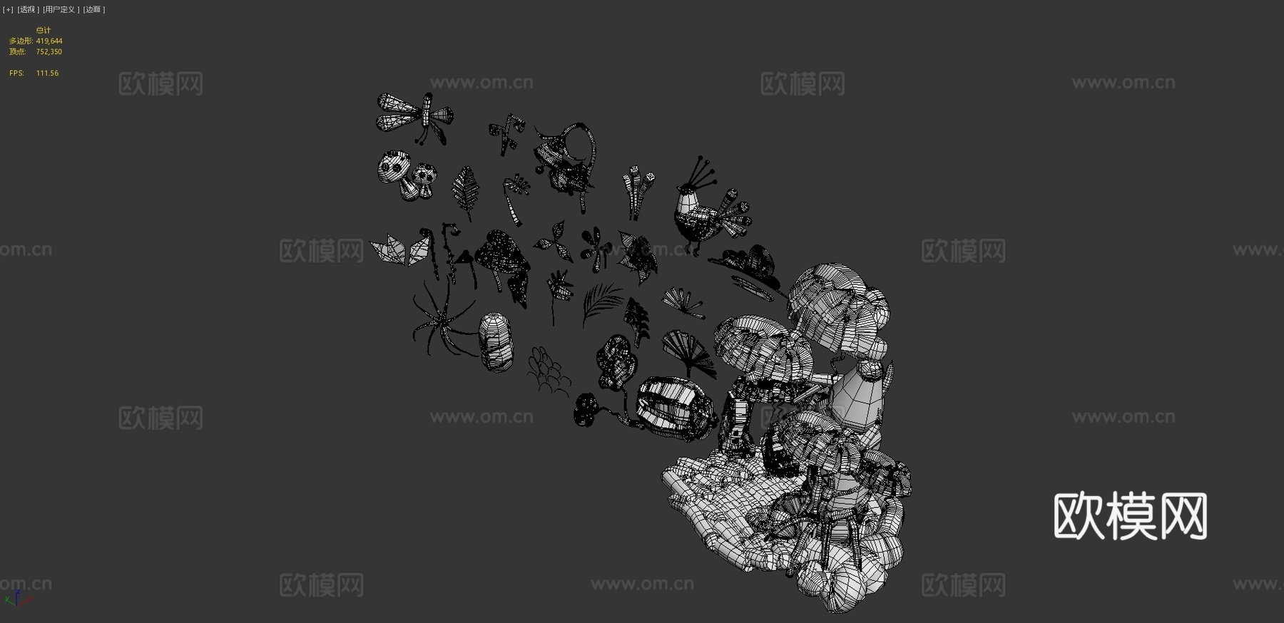 丛林植物-风格元素包合集3d模型
