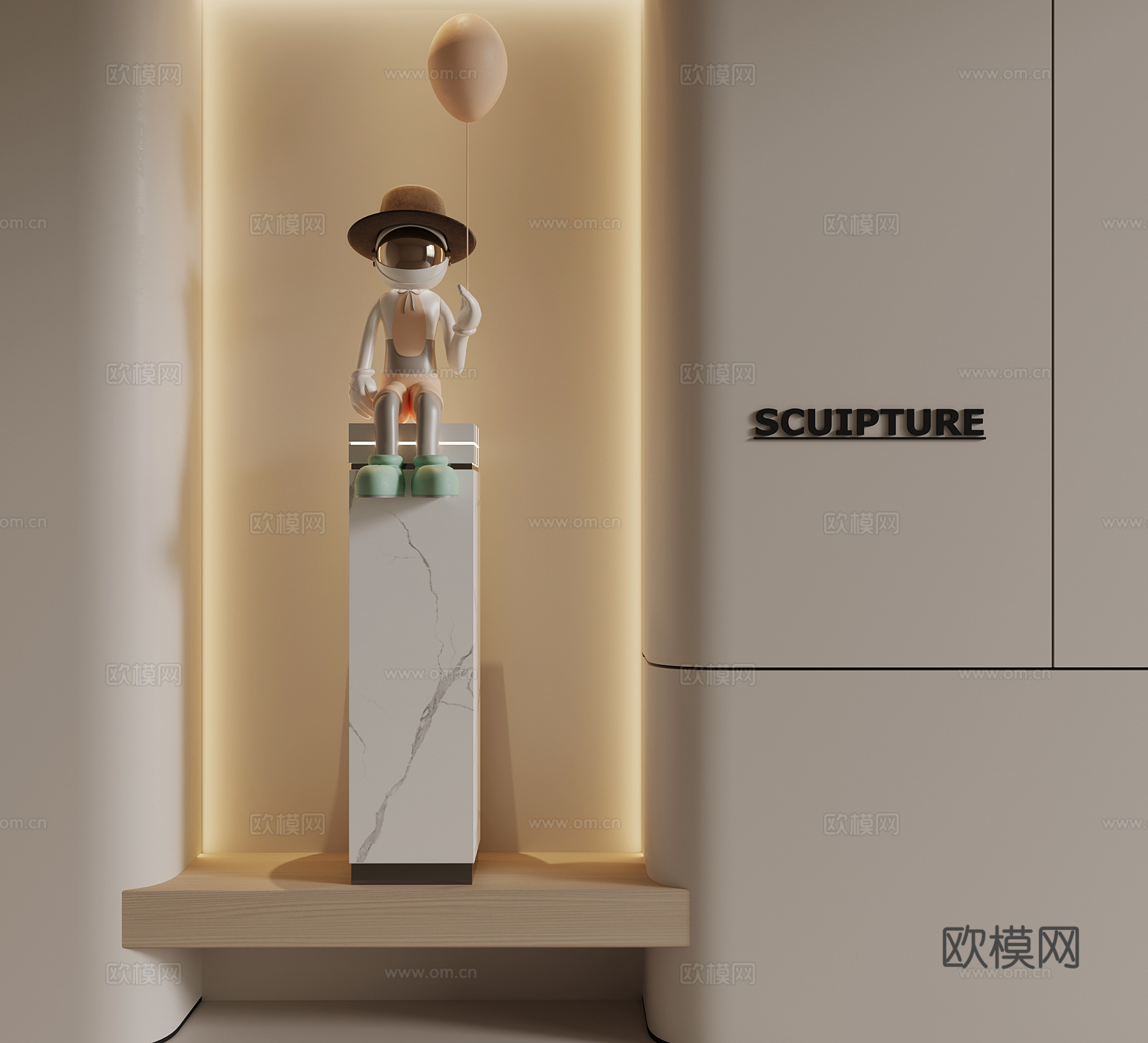 现代人形雕塑 室内雕塑3d模型