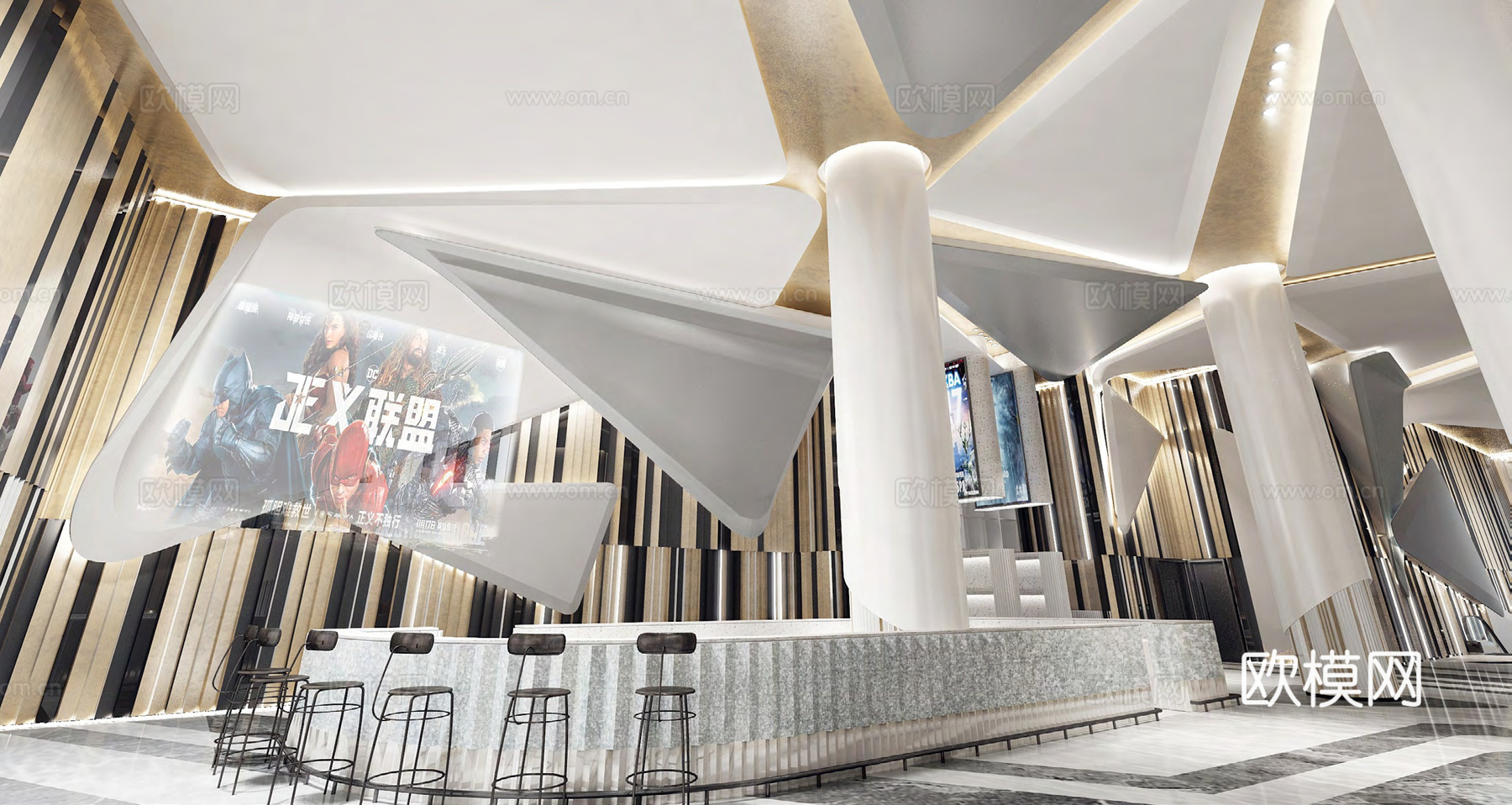 上海百丽宮电影院方案效果图施工图cad施工图