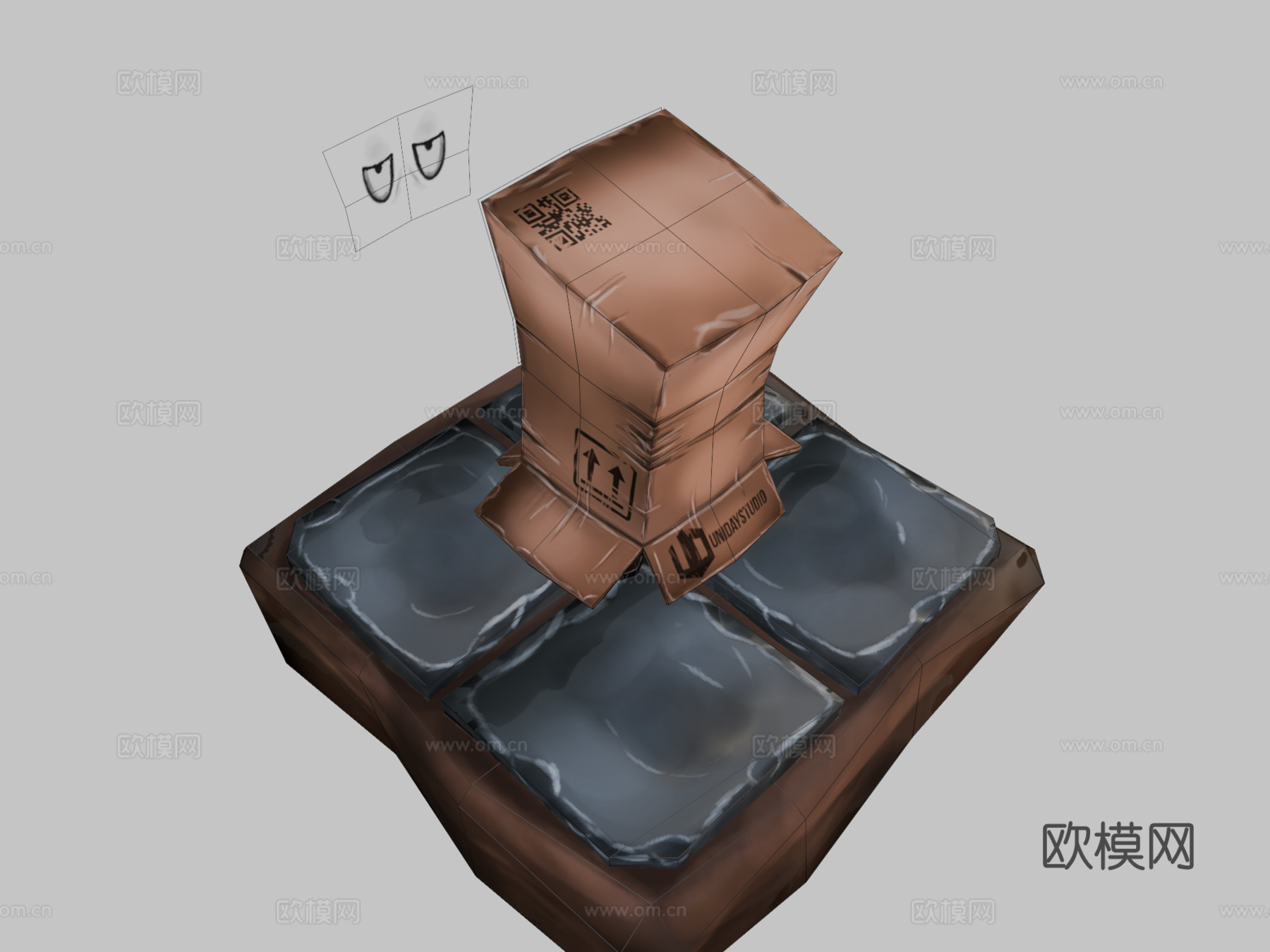 纸盒人-3D角色模型3d模型