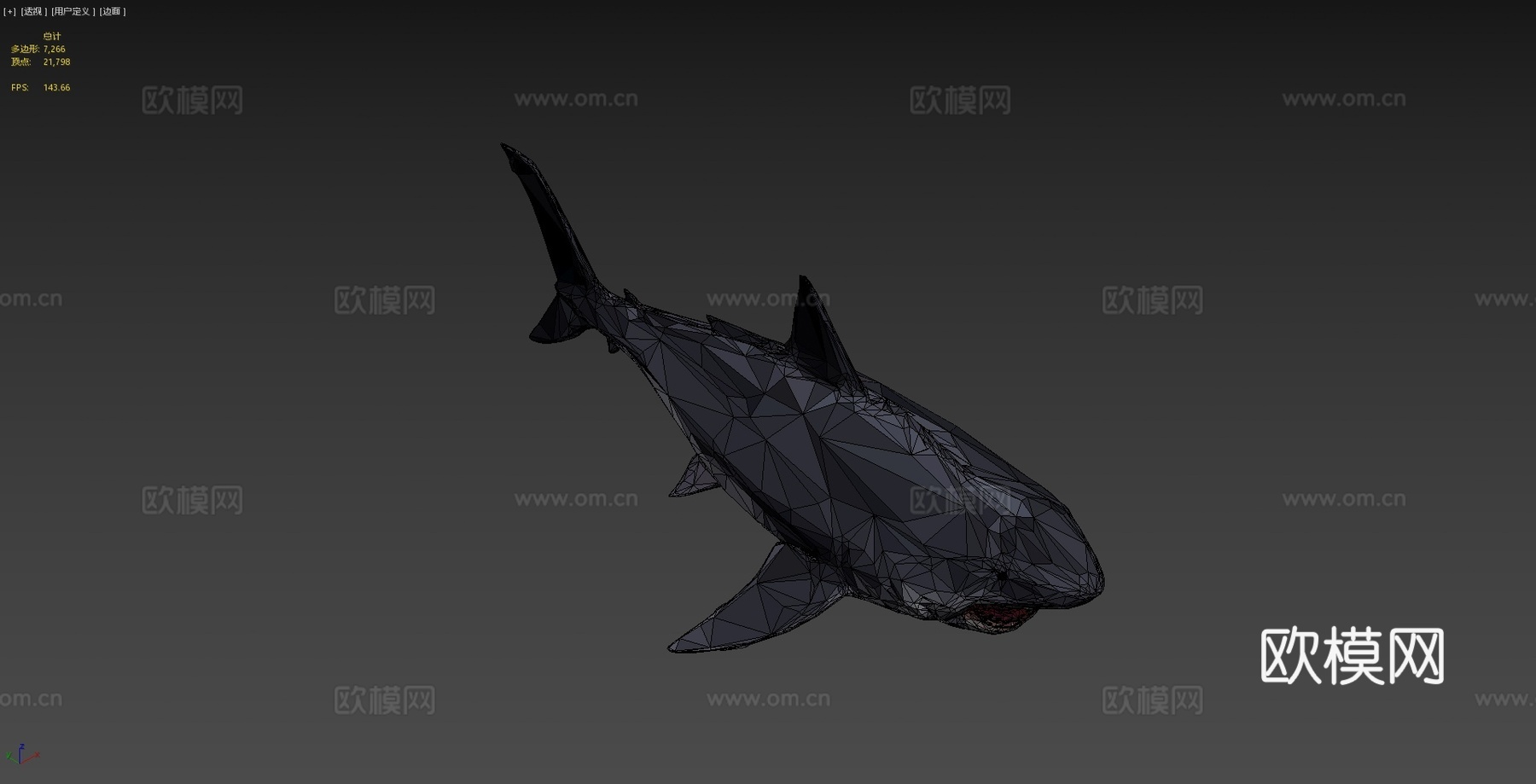 鲨鱼低多边形艺术海洋鱼3d模型