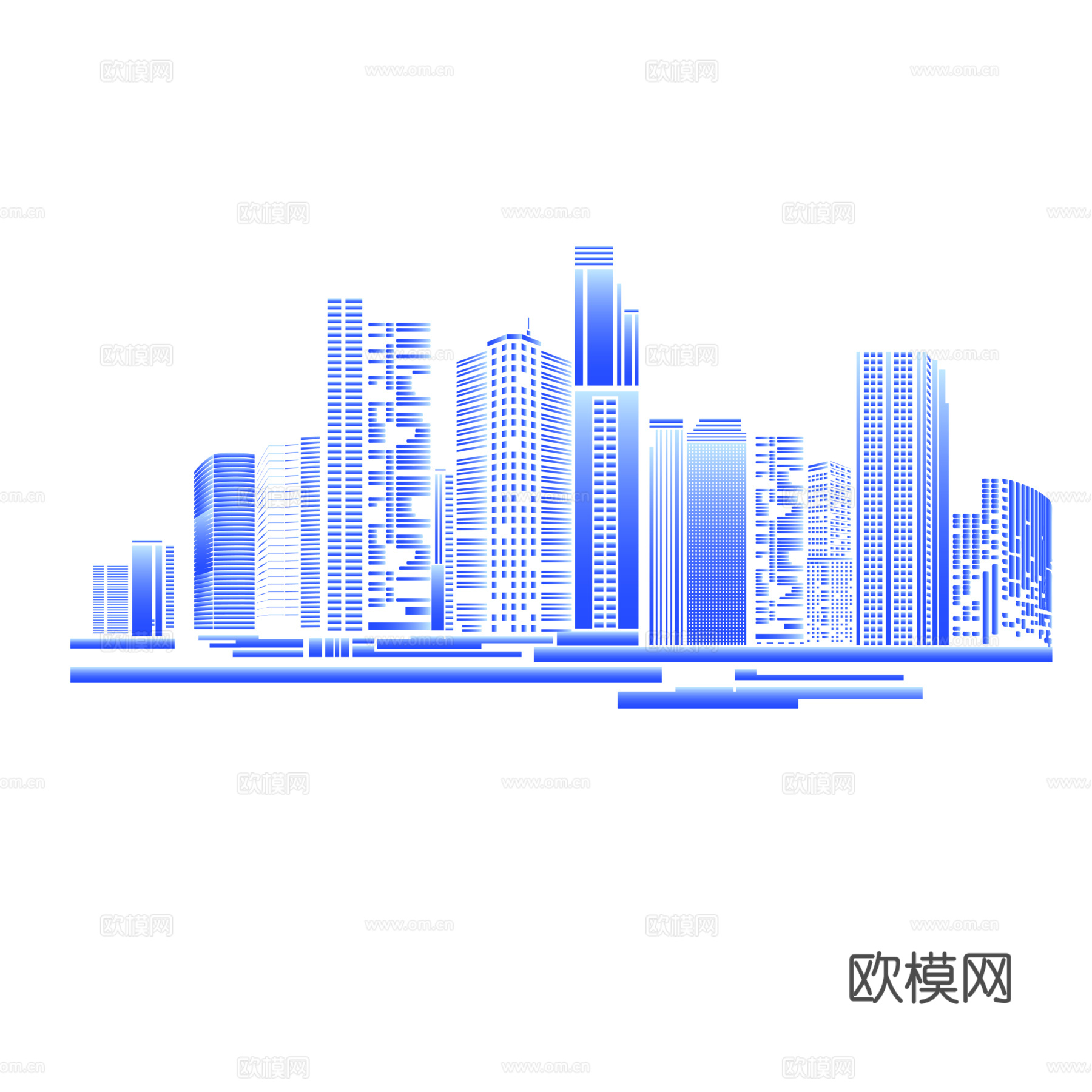 现代城市剪影 现代城市剪影 科技感城市建筑 城市天际线 建筑