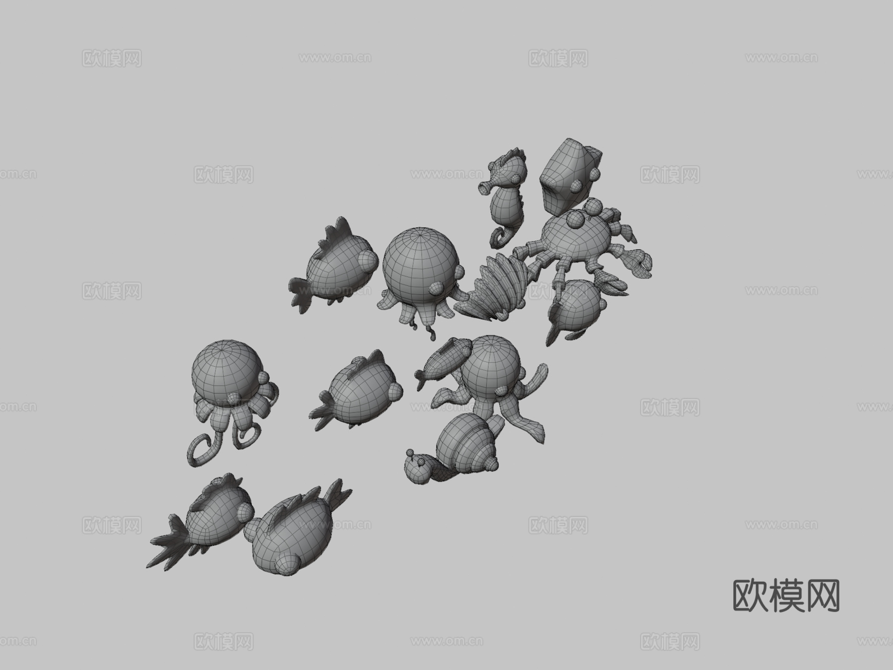 卡通鱼33d模型