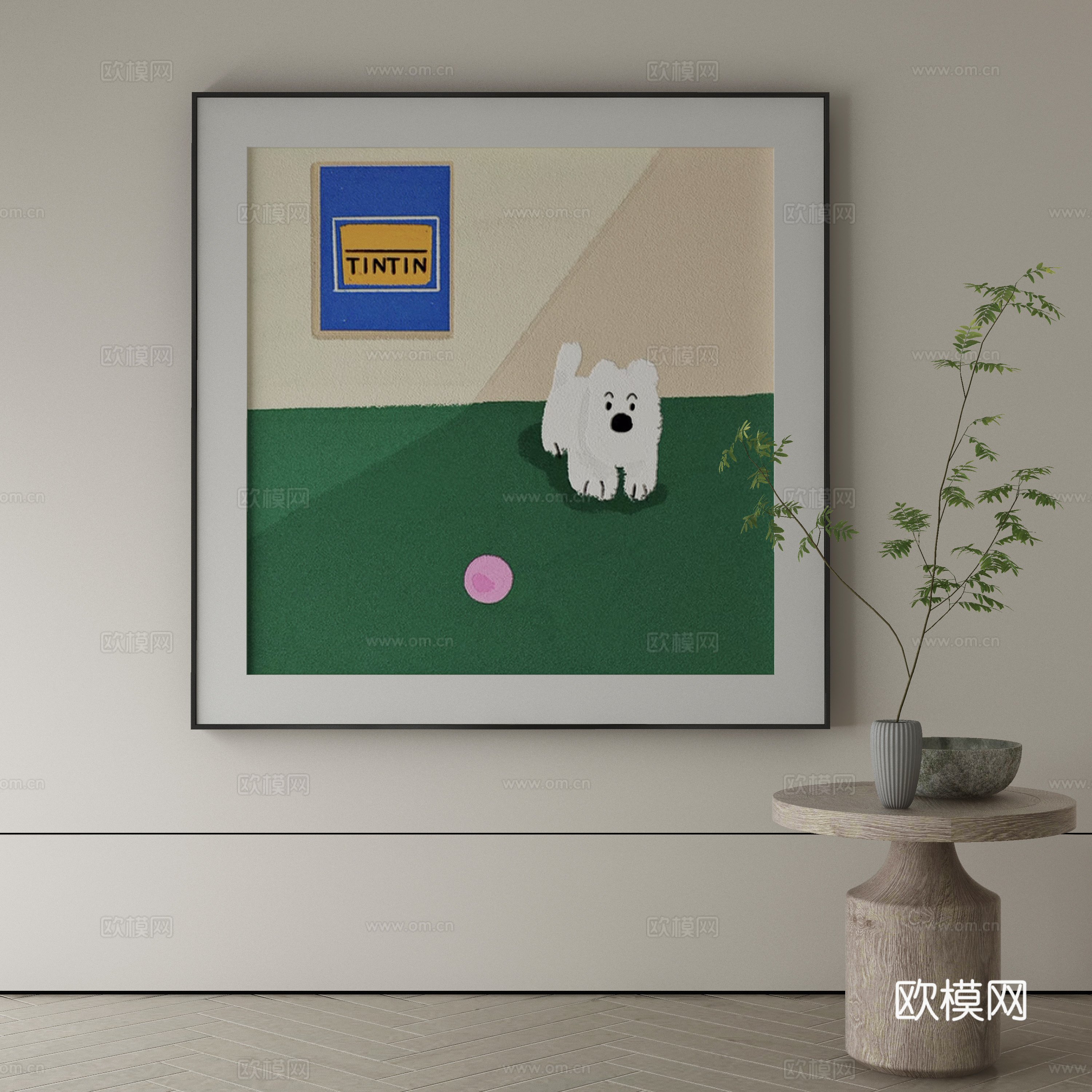 现代侘寂挂画 油画3d模型