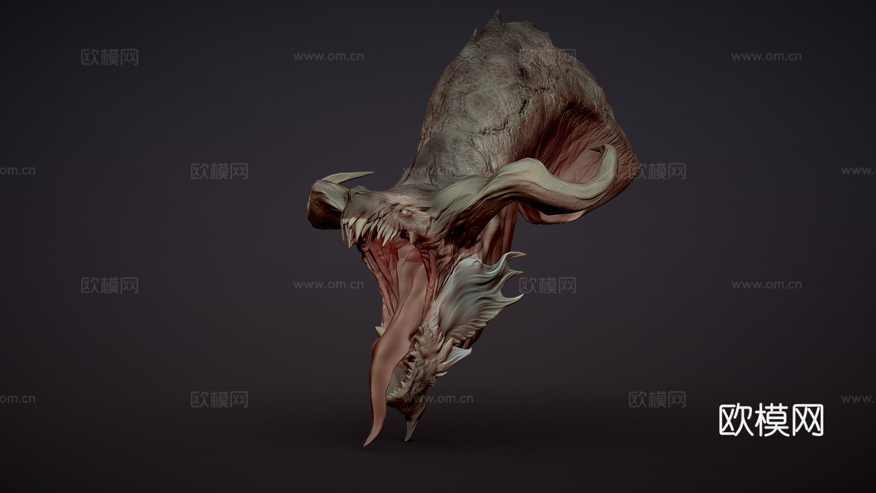 龙半身像3d模型