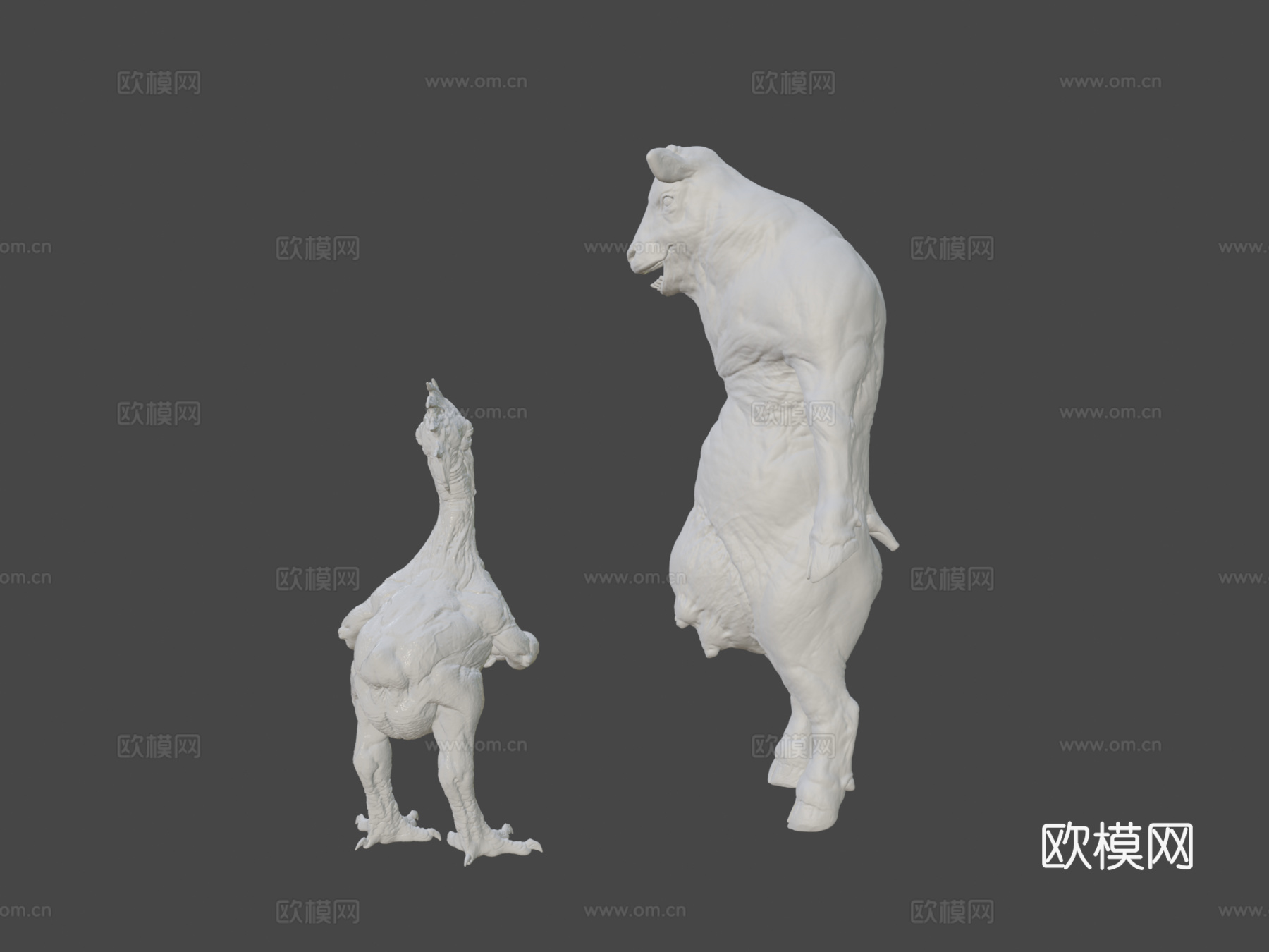 牛与鸡粉丝艺术3d模型