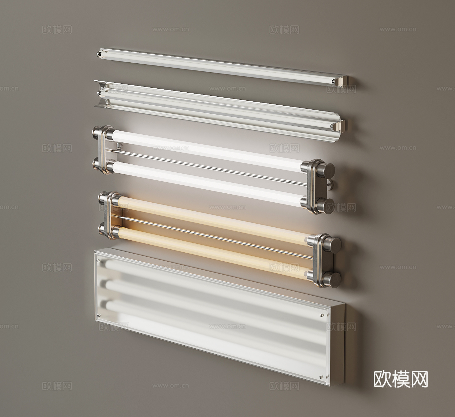 工业风LED日光灯 长条线性灯su模型