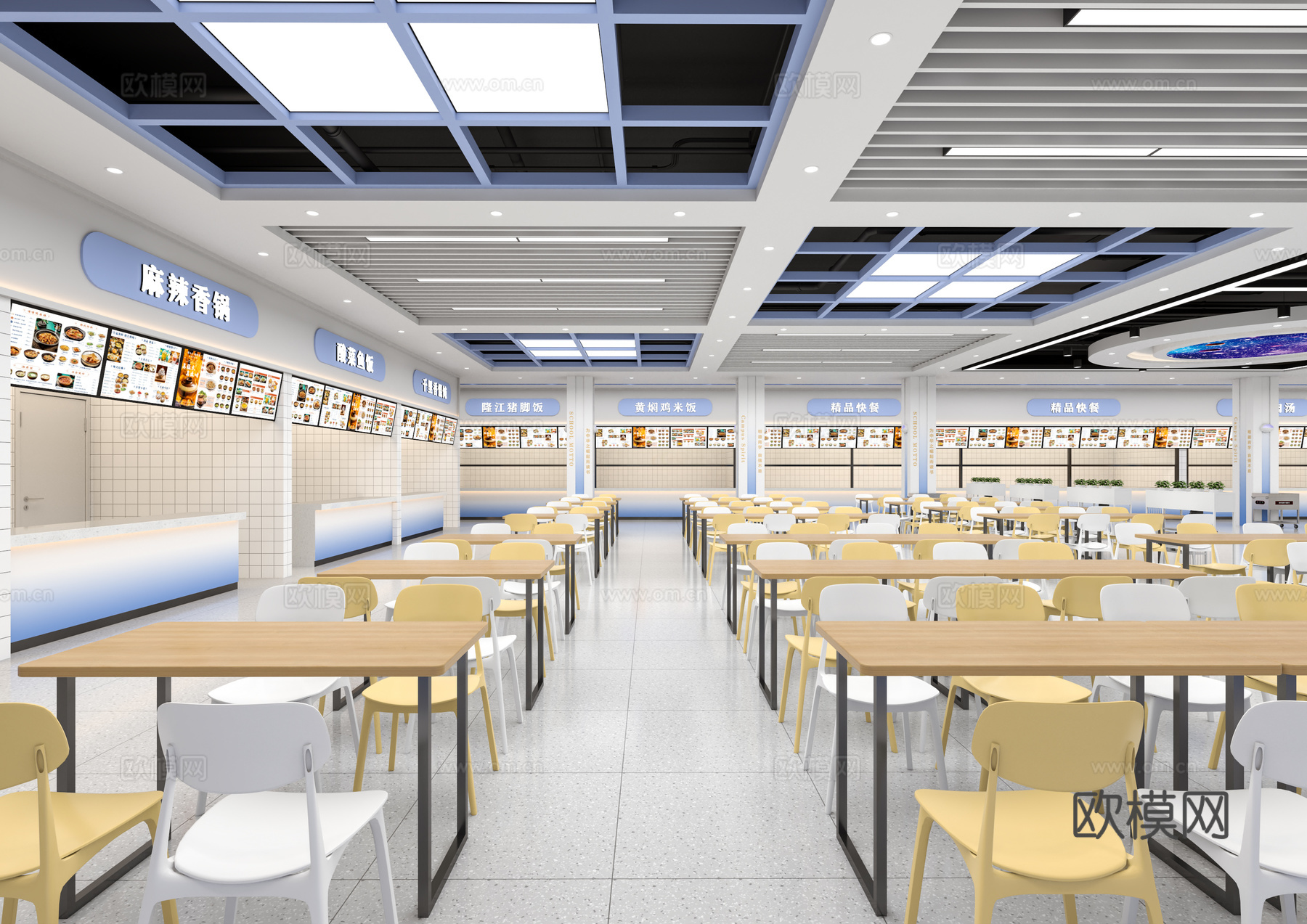 现代食堂 员工食堂 大学食堂 学校食堂 员工餐厅 食堂明档3d模型