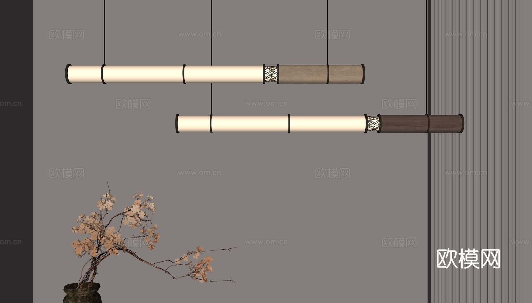 新中式吊灯su模型下载（渲染图2）