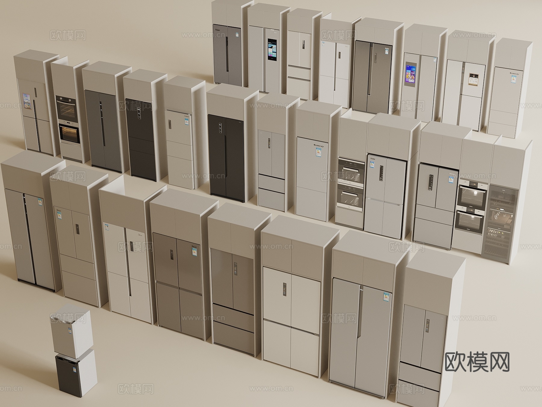 现代冰箱柜 冰箱 烤箱柜 小冰箱 双开冰箱 单开冰箱3d模型
