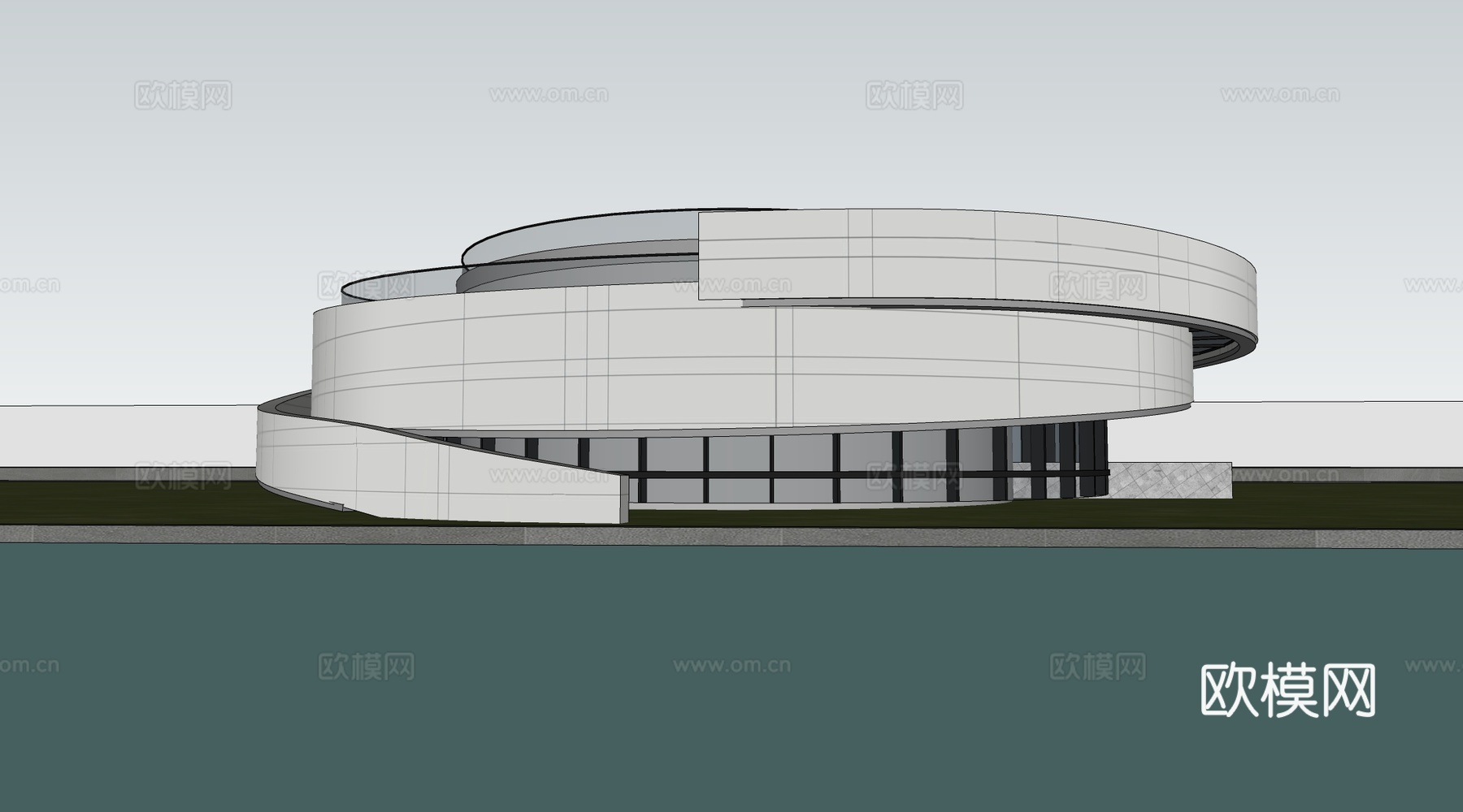 现代圆形建筑 小公建 圆形厕所建筑 驿站建筑su模型