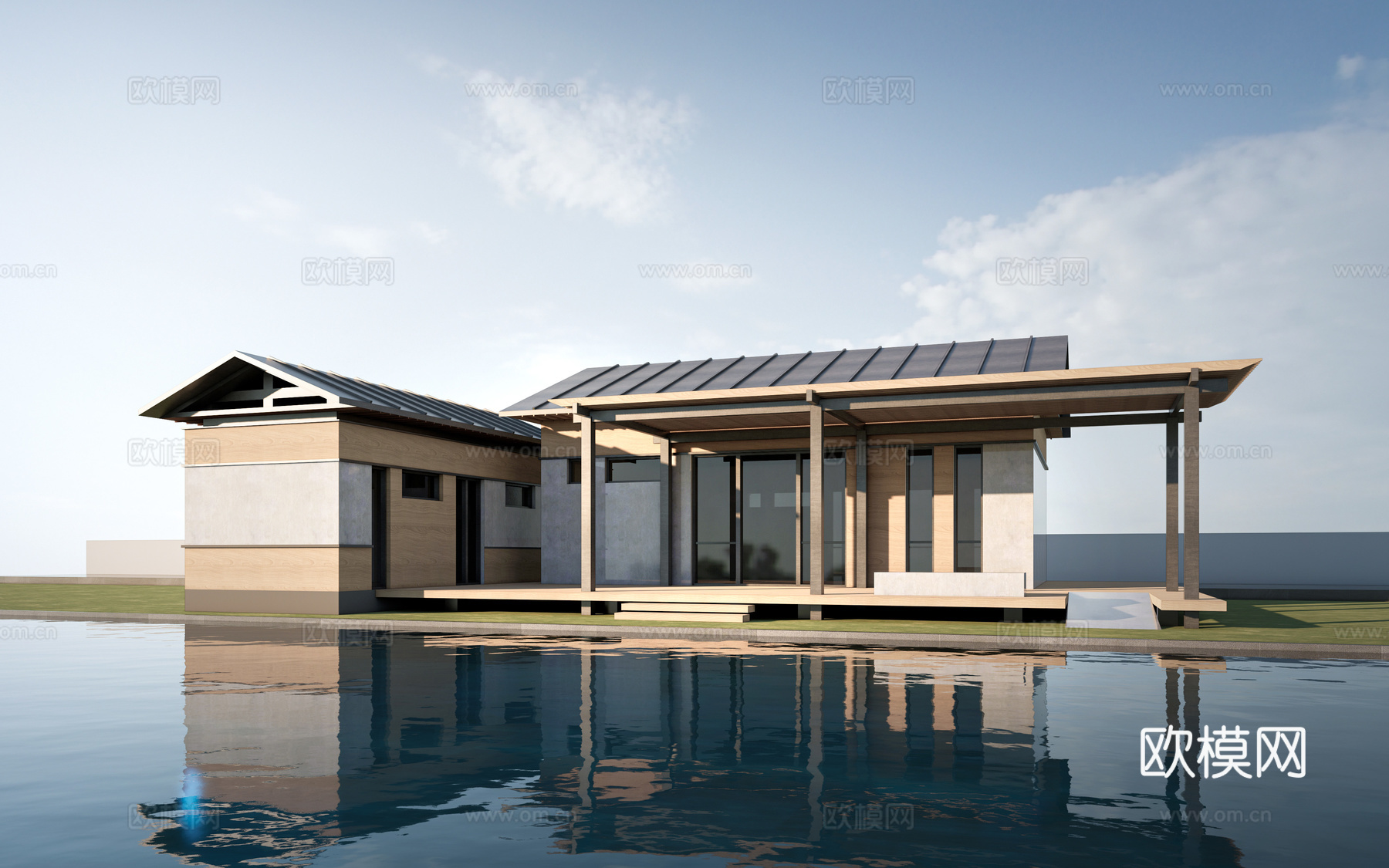 现代小公建 驿站建筑 小型商业建筑 咖啡厅建筑su模型