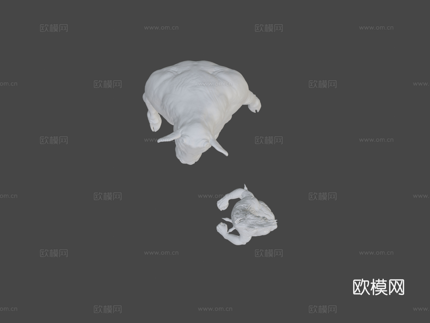 牛与鸡粉丝艺术3d模型