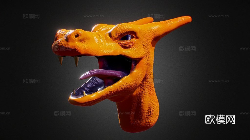 喷火龙头部雕塑3d模型
