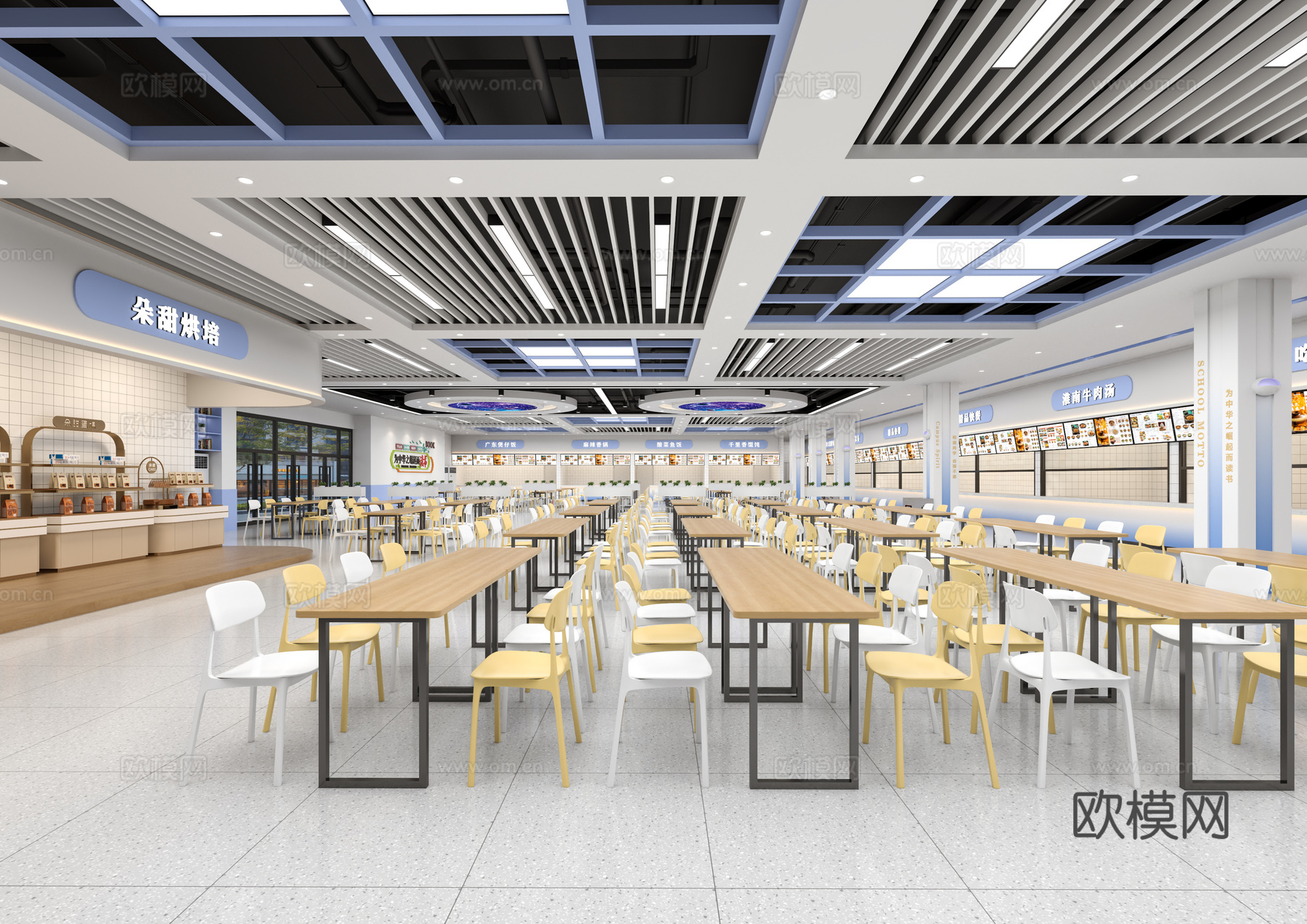 现代食堂 员工食堂 大学食堂 学校食堂 员工餐厅 食堂明档3d模型