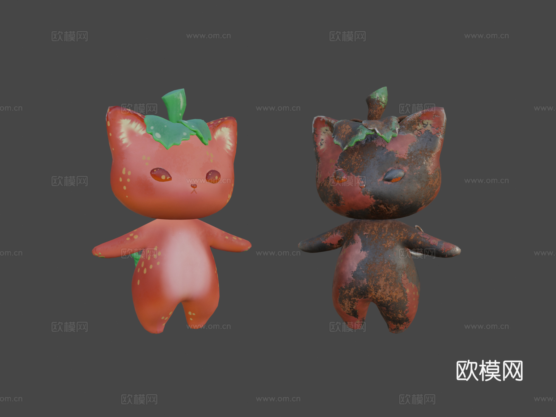 草莓猫低多边形3d模型