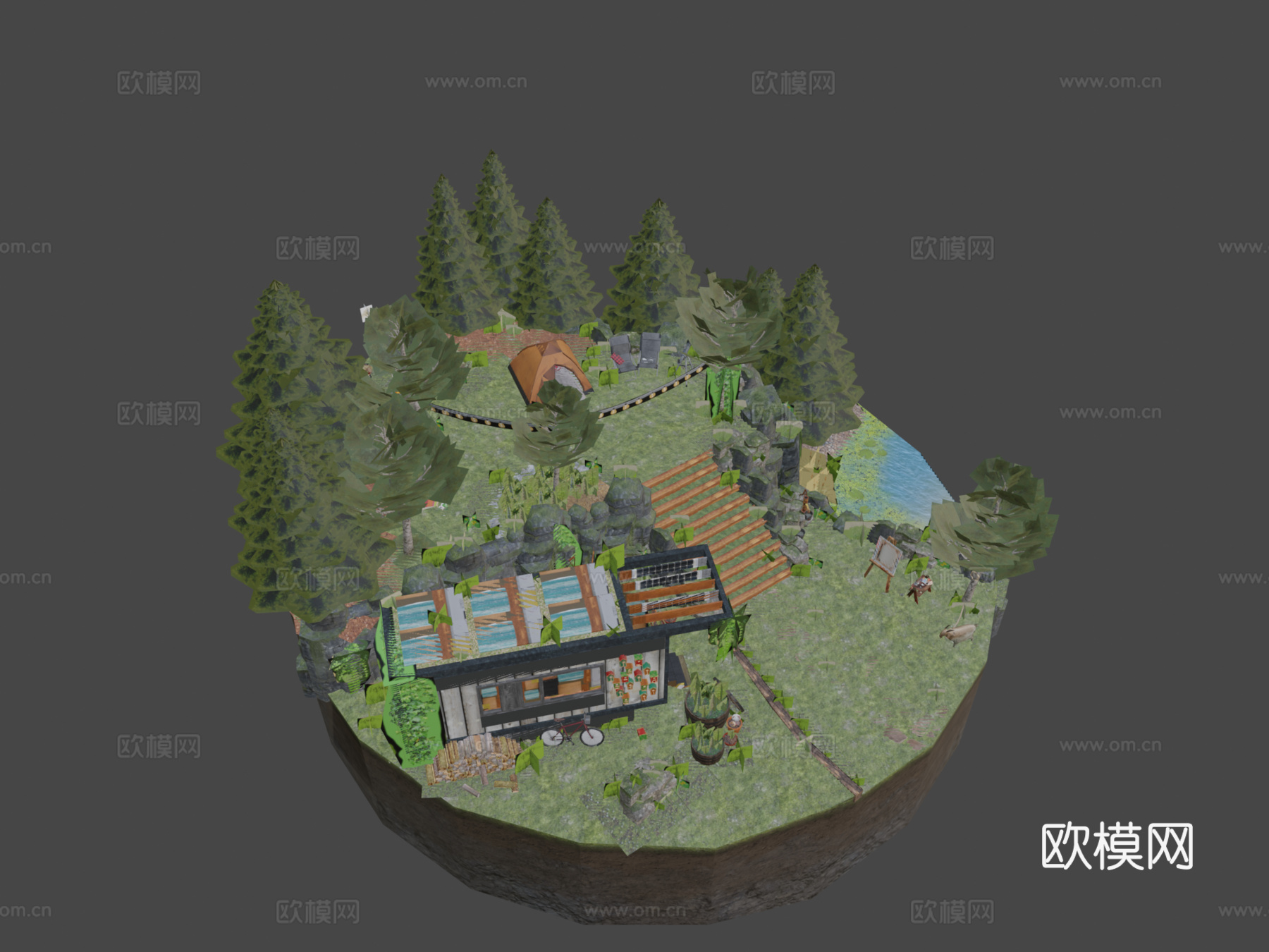 生态场景立体模型3d模型