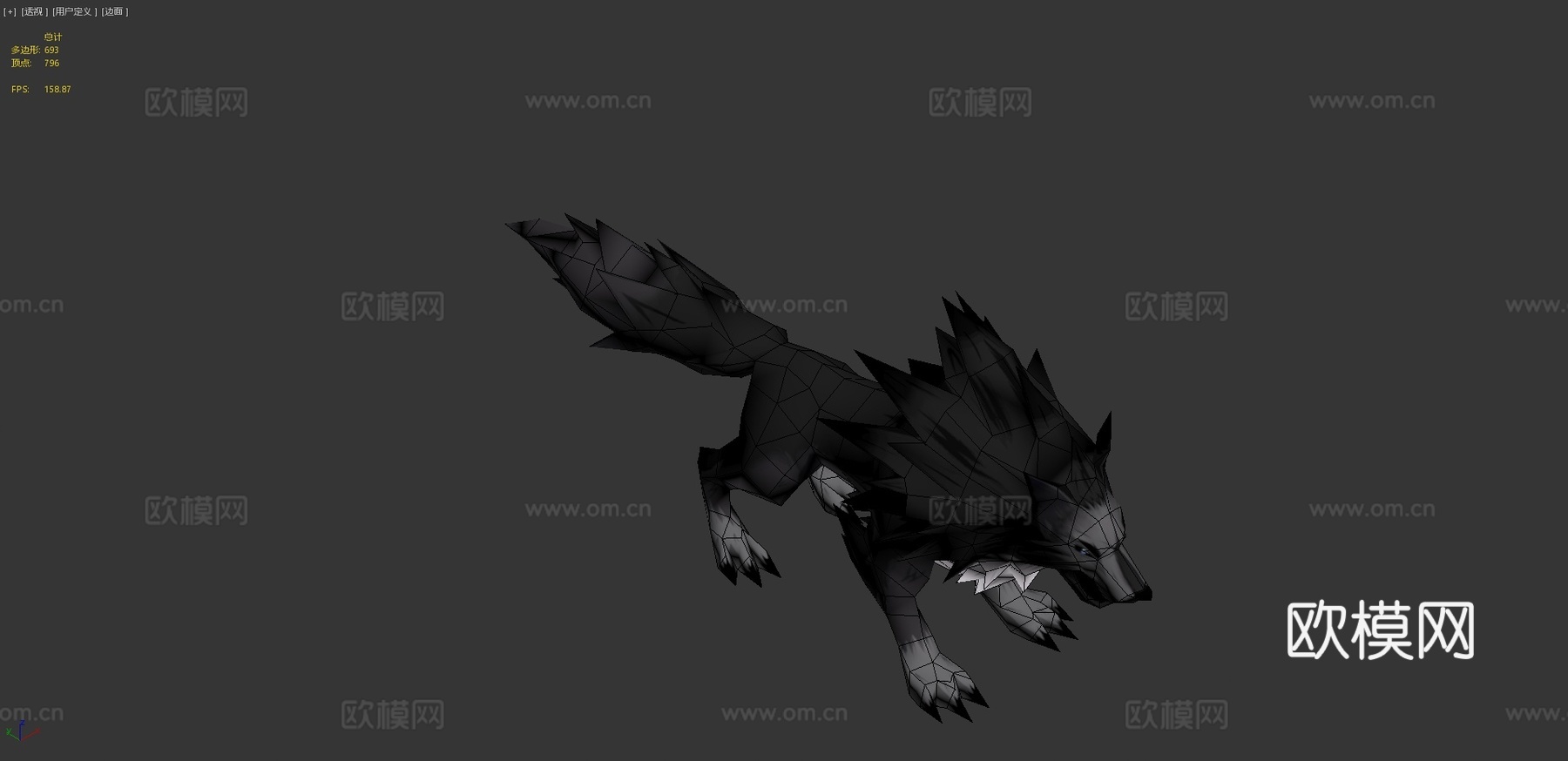 动漫狼低多边形3d模型3d模型