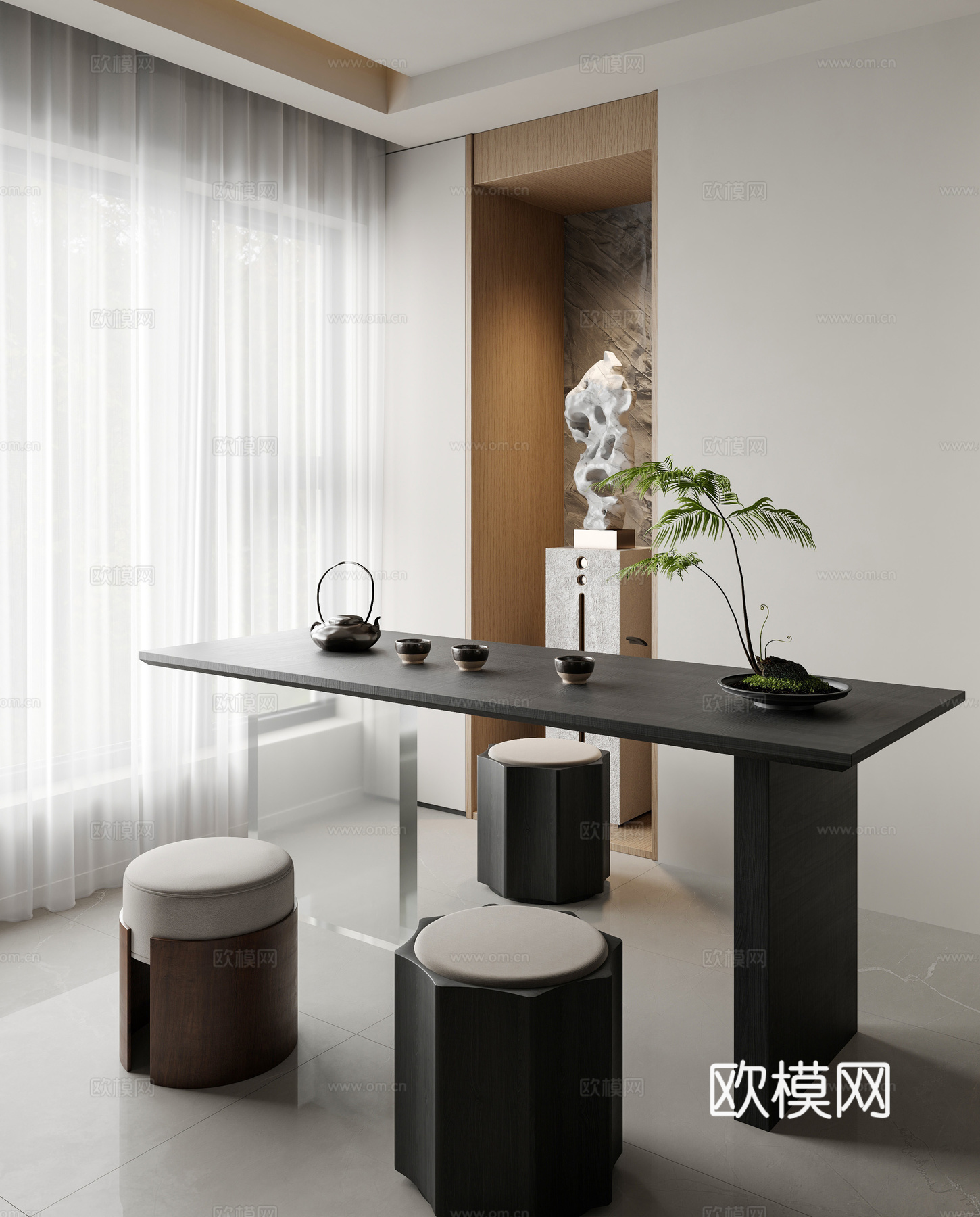 现代轻奢客餐厅3d模型