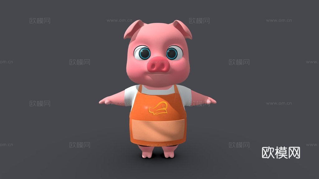 资产-卡通-动物-猪-绑定3D模型3d模型