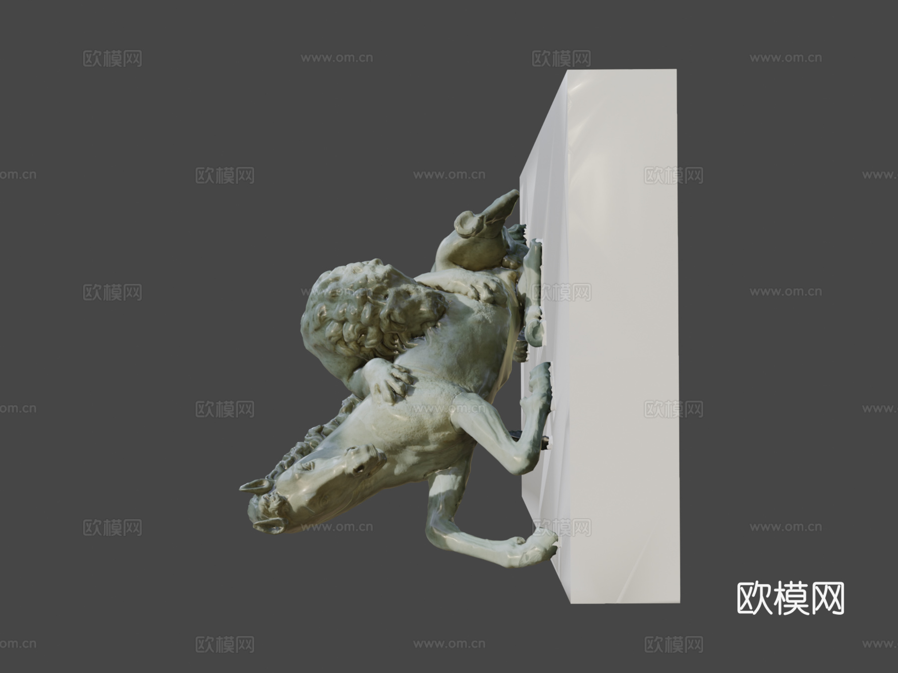 狮子攻击马3d模型