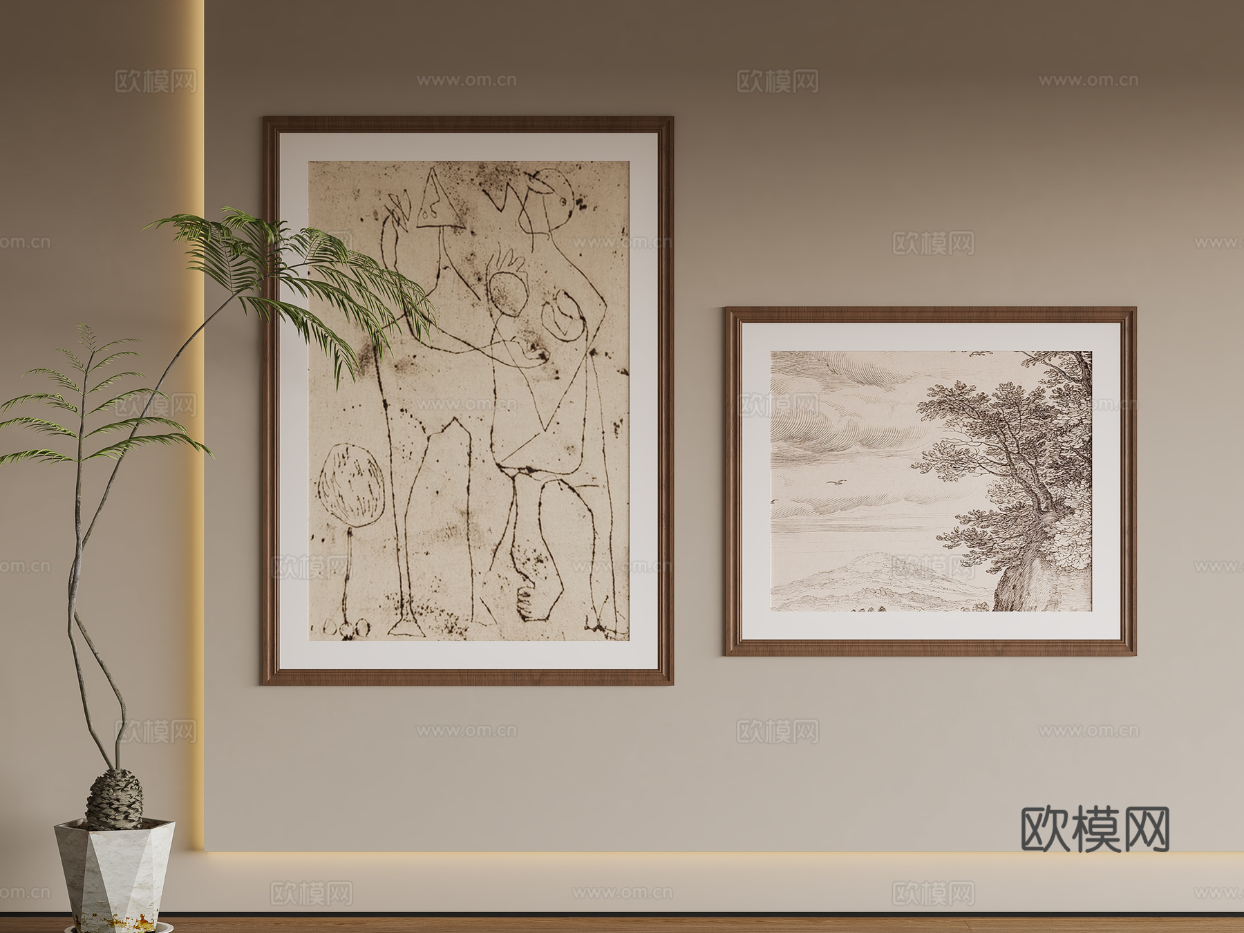 新中式宋式挂画su模型