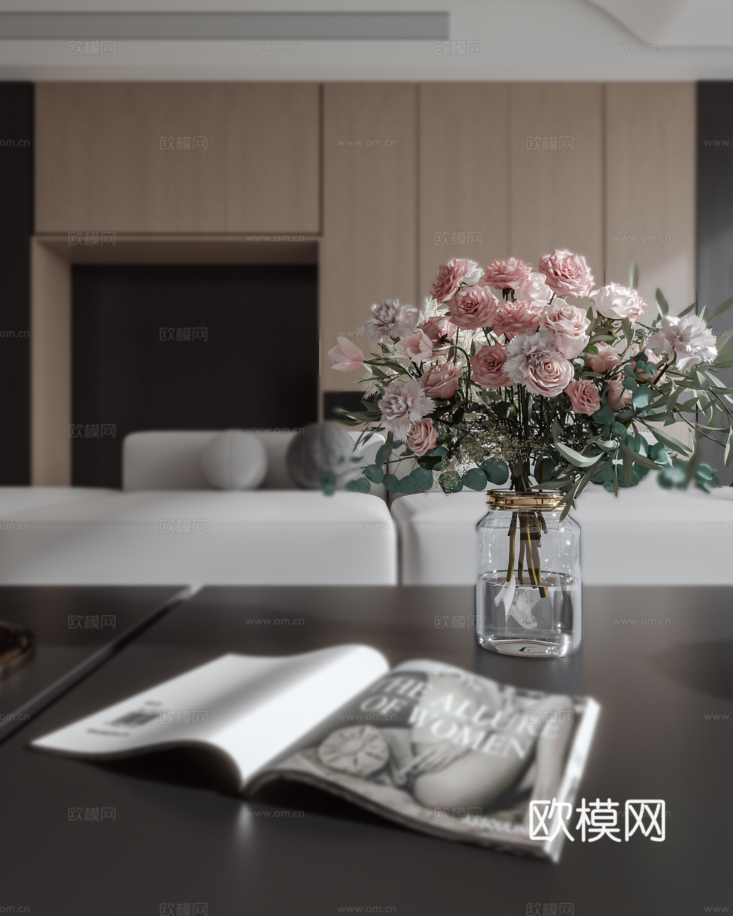 极简  客厅  餐厅3d模型