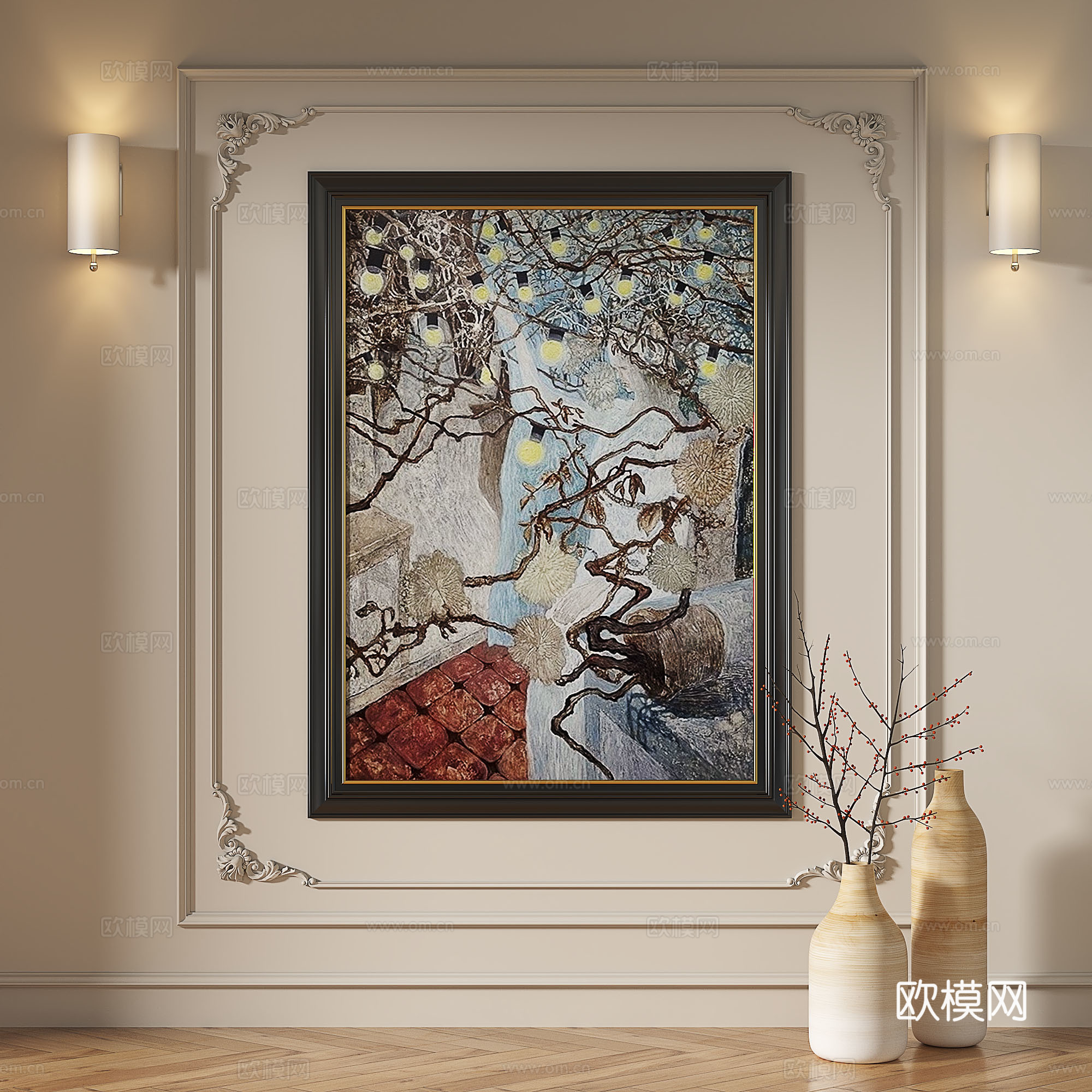 法式，复古，中古，现代，轻奢，油画，装饰画3d模型