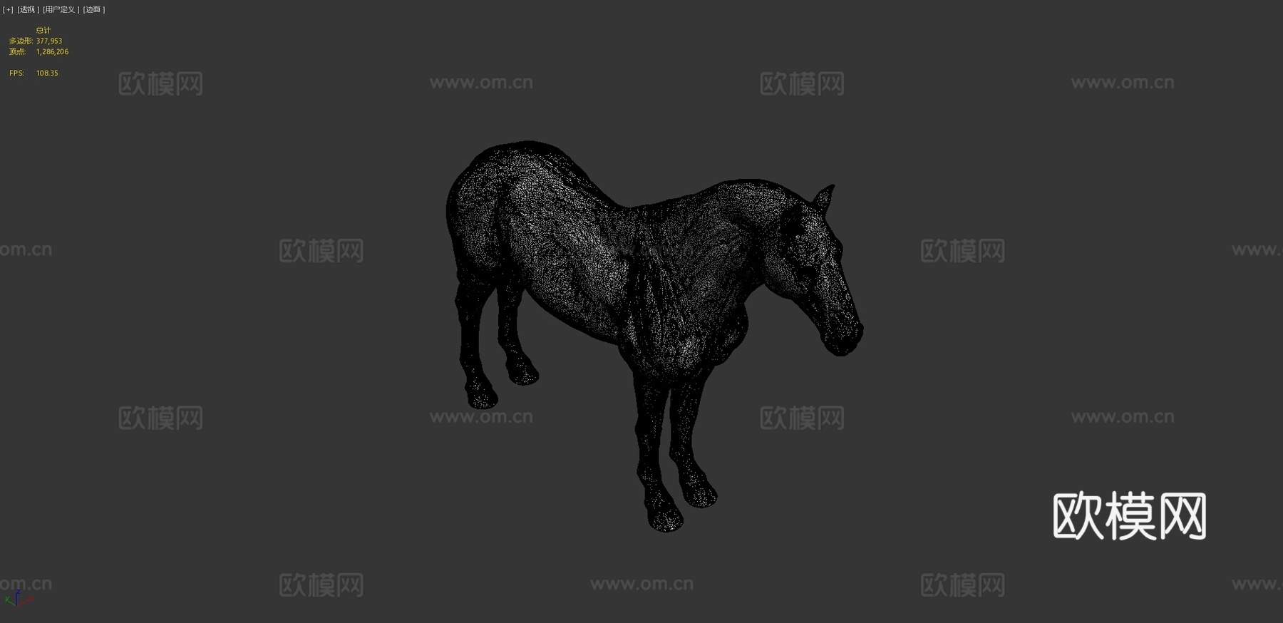 马解剖皮肤高多边形模型3d模型