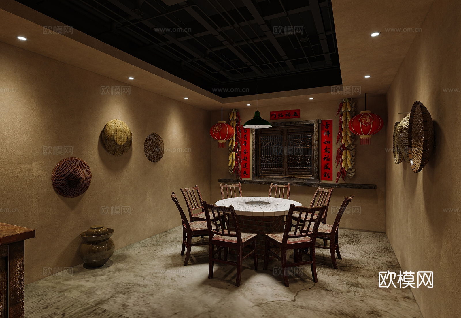中式密室逃脱 剧本杀店 义庄 乡下土屋3d模型