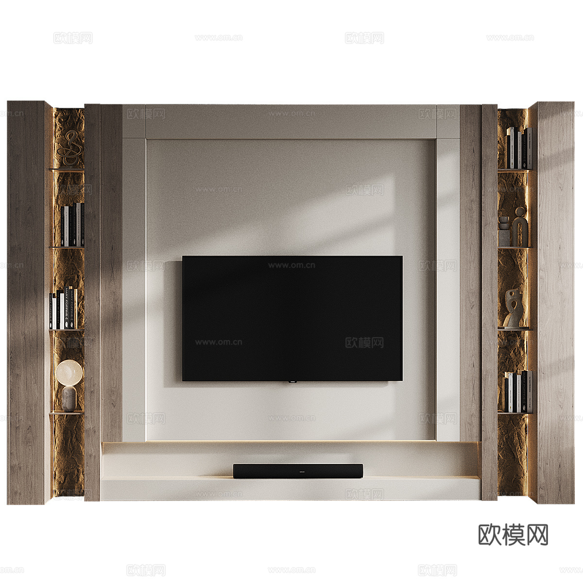 现代意式极简电视背景墙3d模型