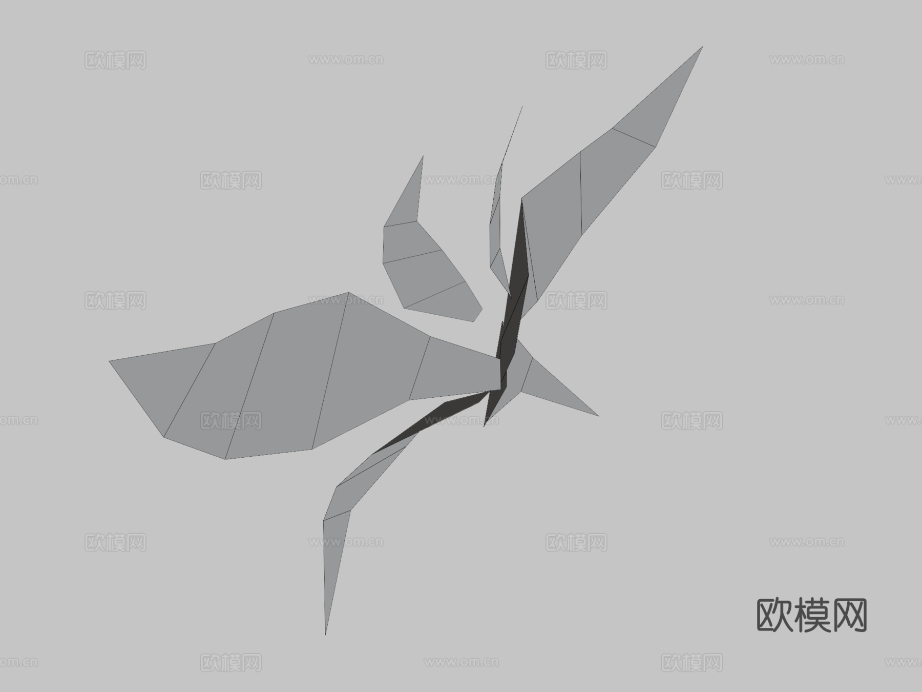 低多边形蝴蝶翅膀3d模型