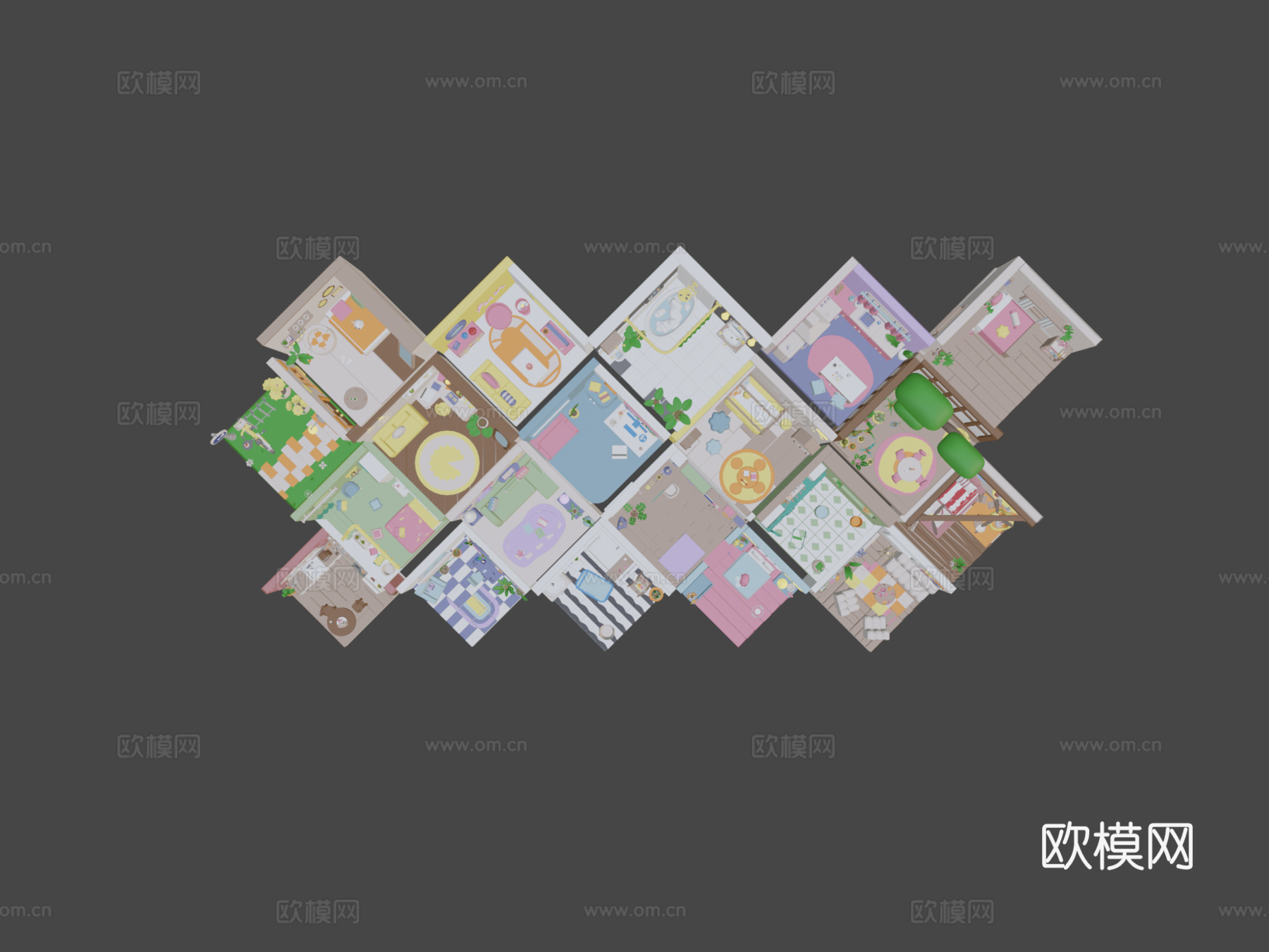 舒适卡通房间内部33d模型3d模型