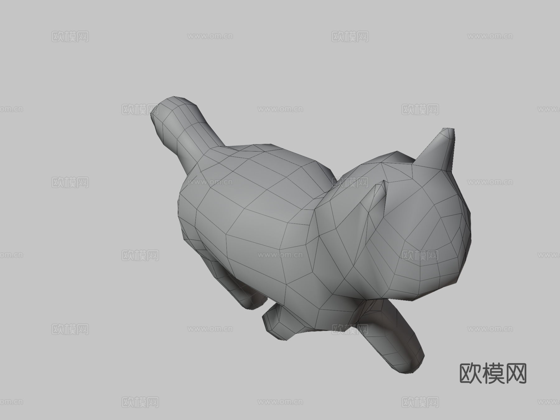 低多边形老仙漫画猫3d模型