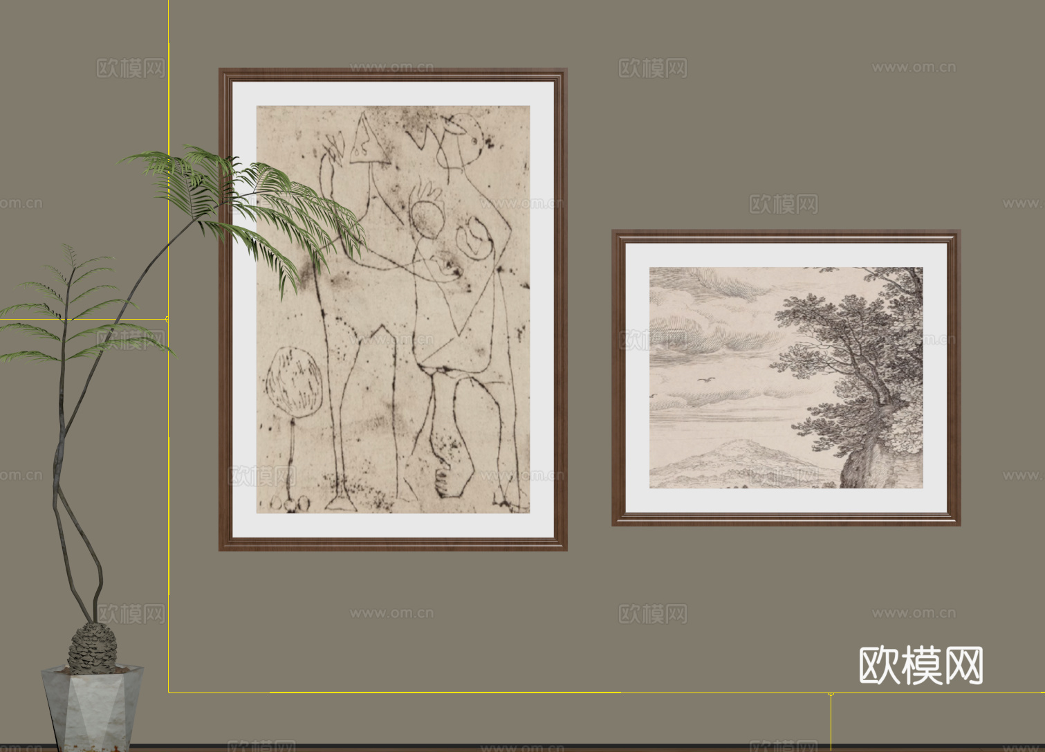 新中式宋式挂画su模型