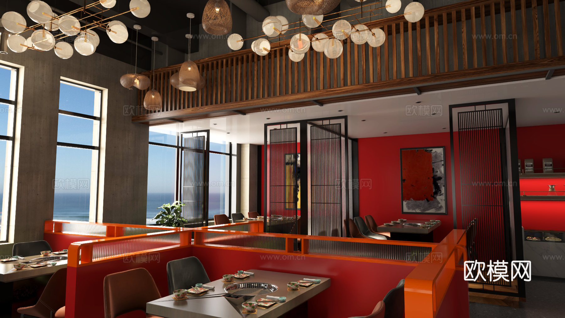 多巴胺餐厅咖啡厅 火锅店 餐饮店 餐厅饭店 酒吧  工业风3d模型3d模型