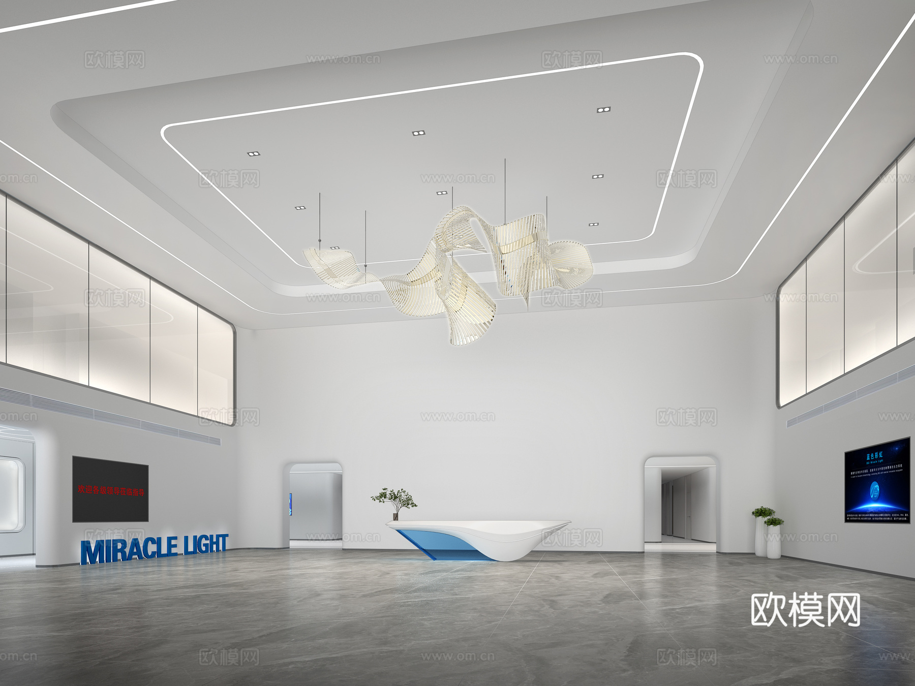 办公门厅 企业门厅 现代门厅3d模型