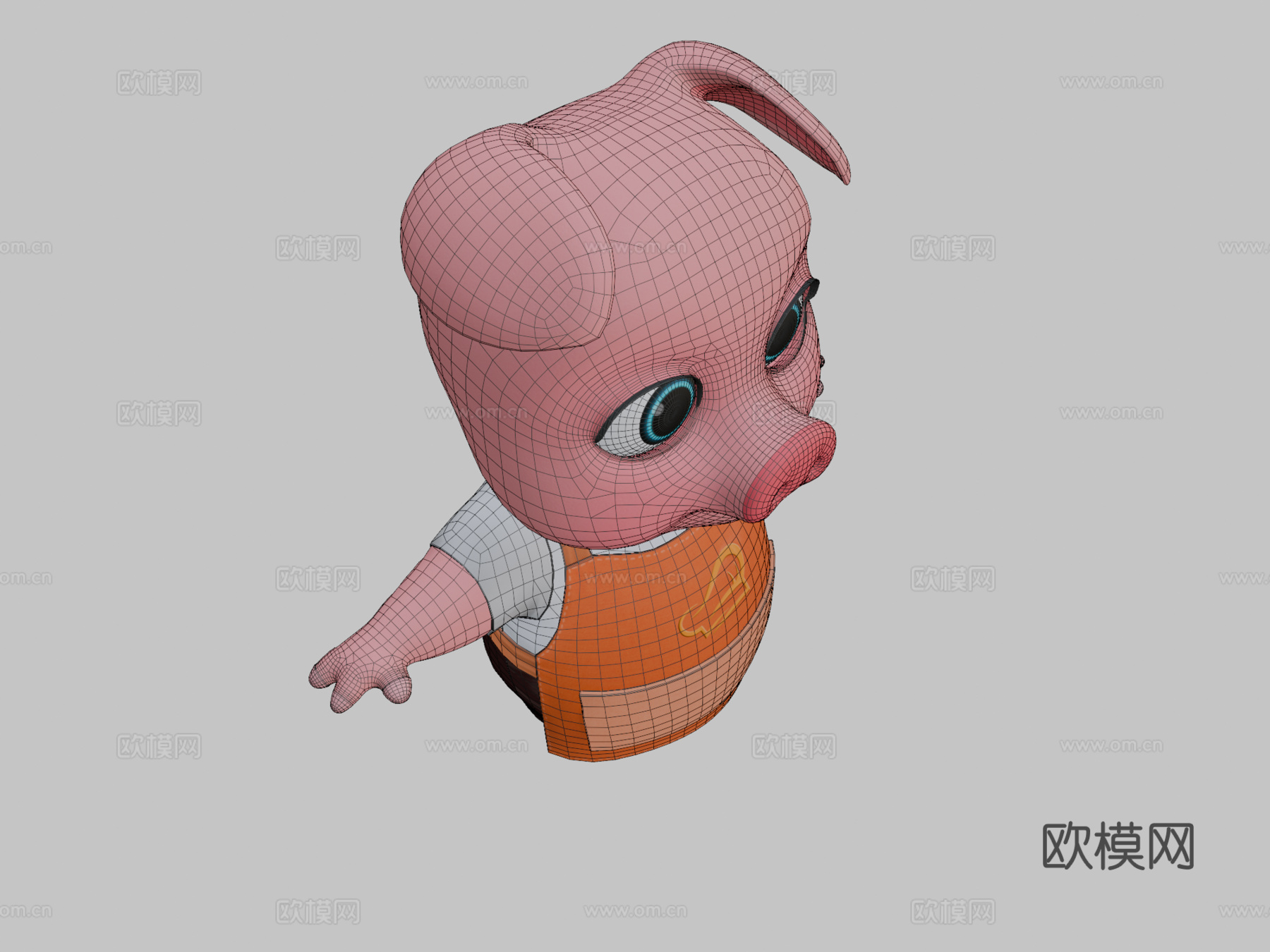 资产-卡通-动物-猪-绑定3D模型3d模型