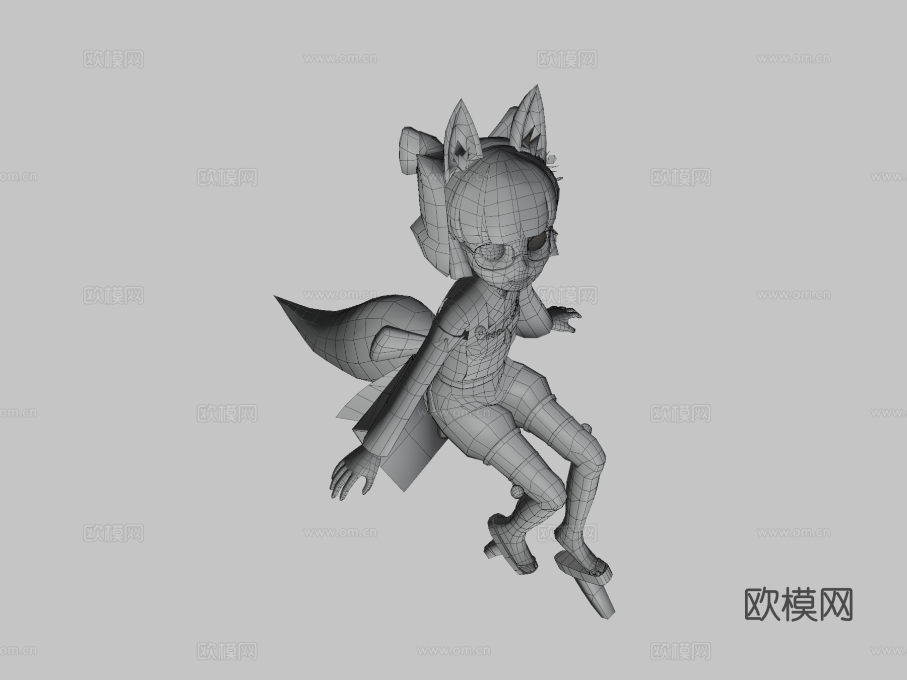 林_稻荷狐女3d模型