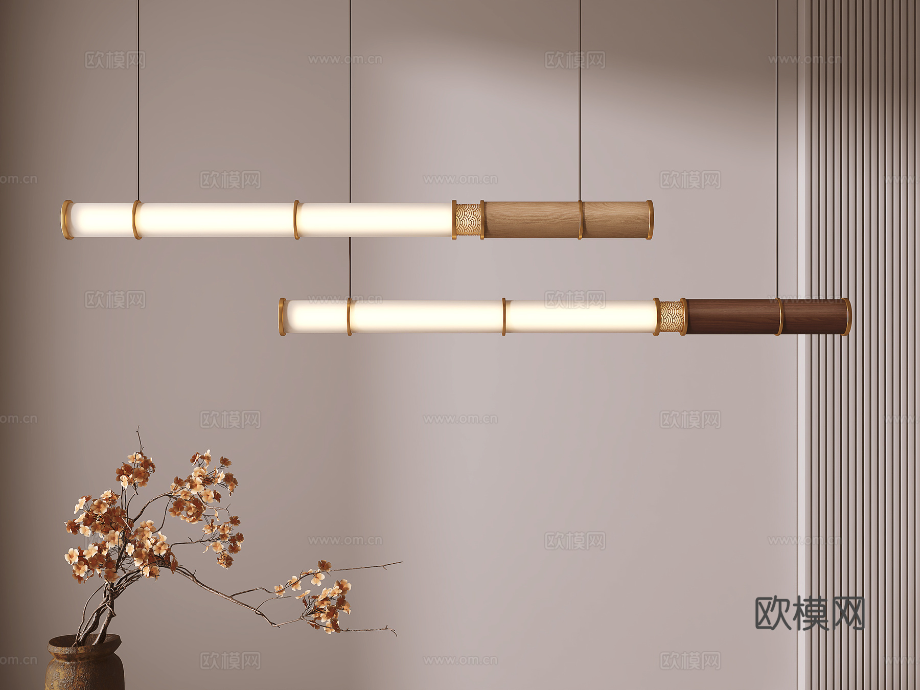 新中式吊灯su模型下载（渲染图1）