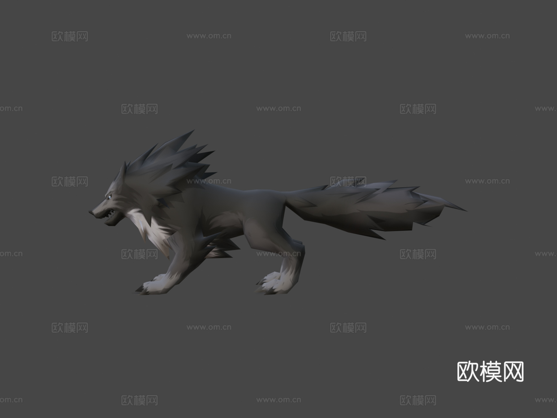 动漫狼低多边形3d模型3d模型