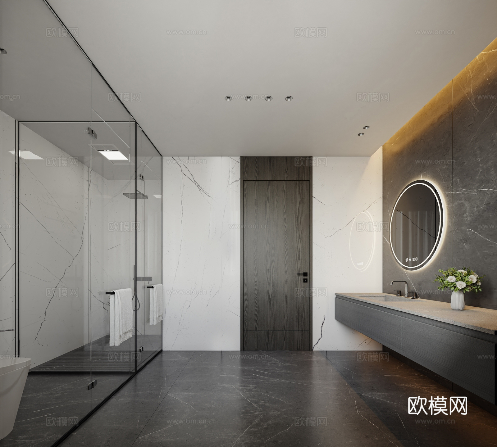 现代衣帽间 主卧衣帽间 衣帽间 卫生间 换衣间 衣柜 洗漱台3d模型