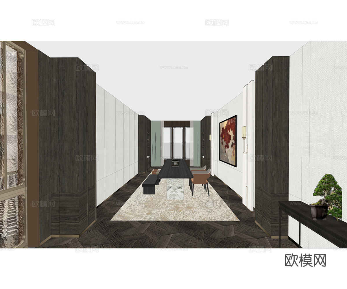 酒店会所前厅接待前厅接待厅茶室SU模型su模型