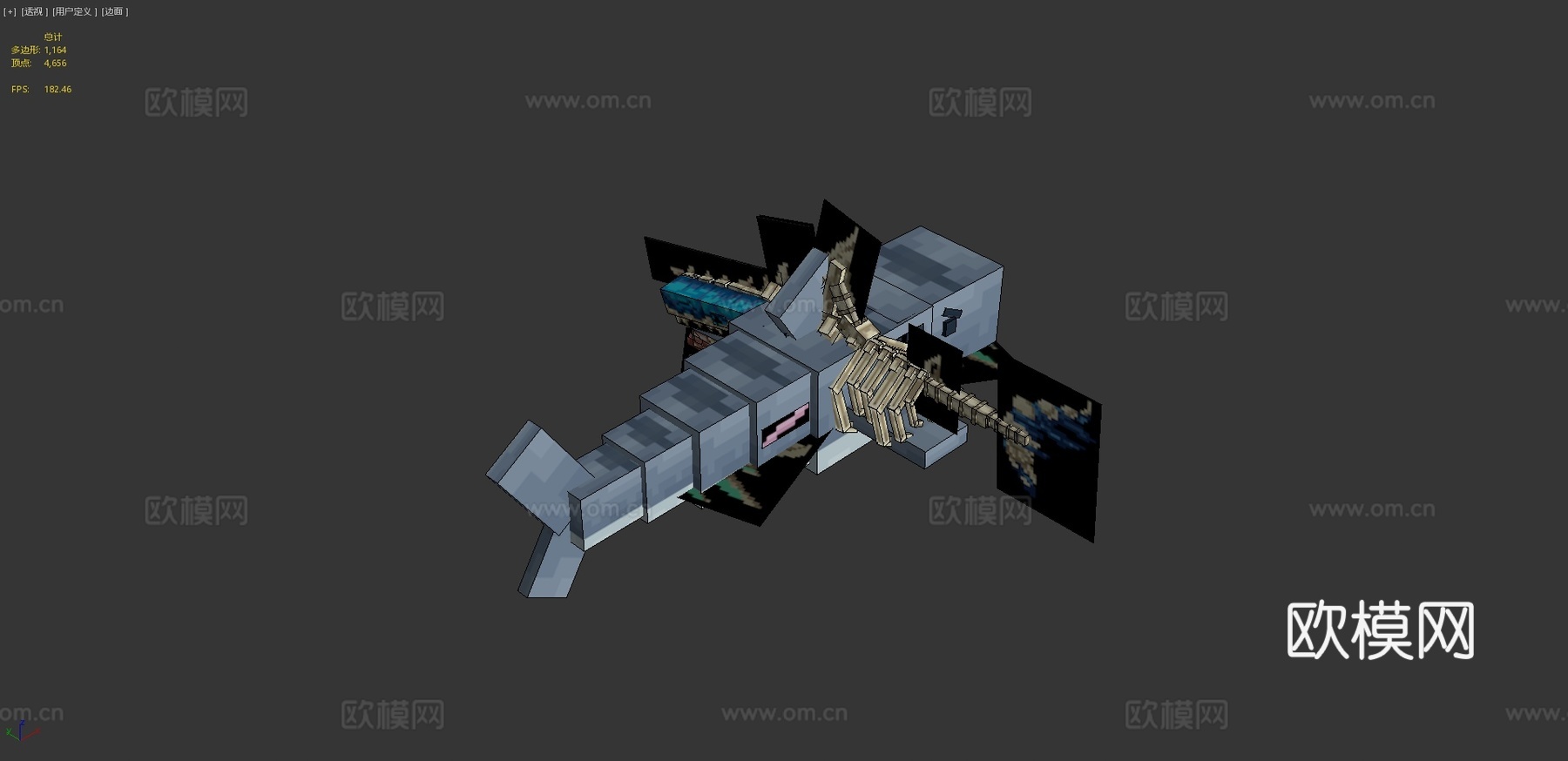 [实体001]海洋生物-变异鲨鱼3d模型