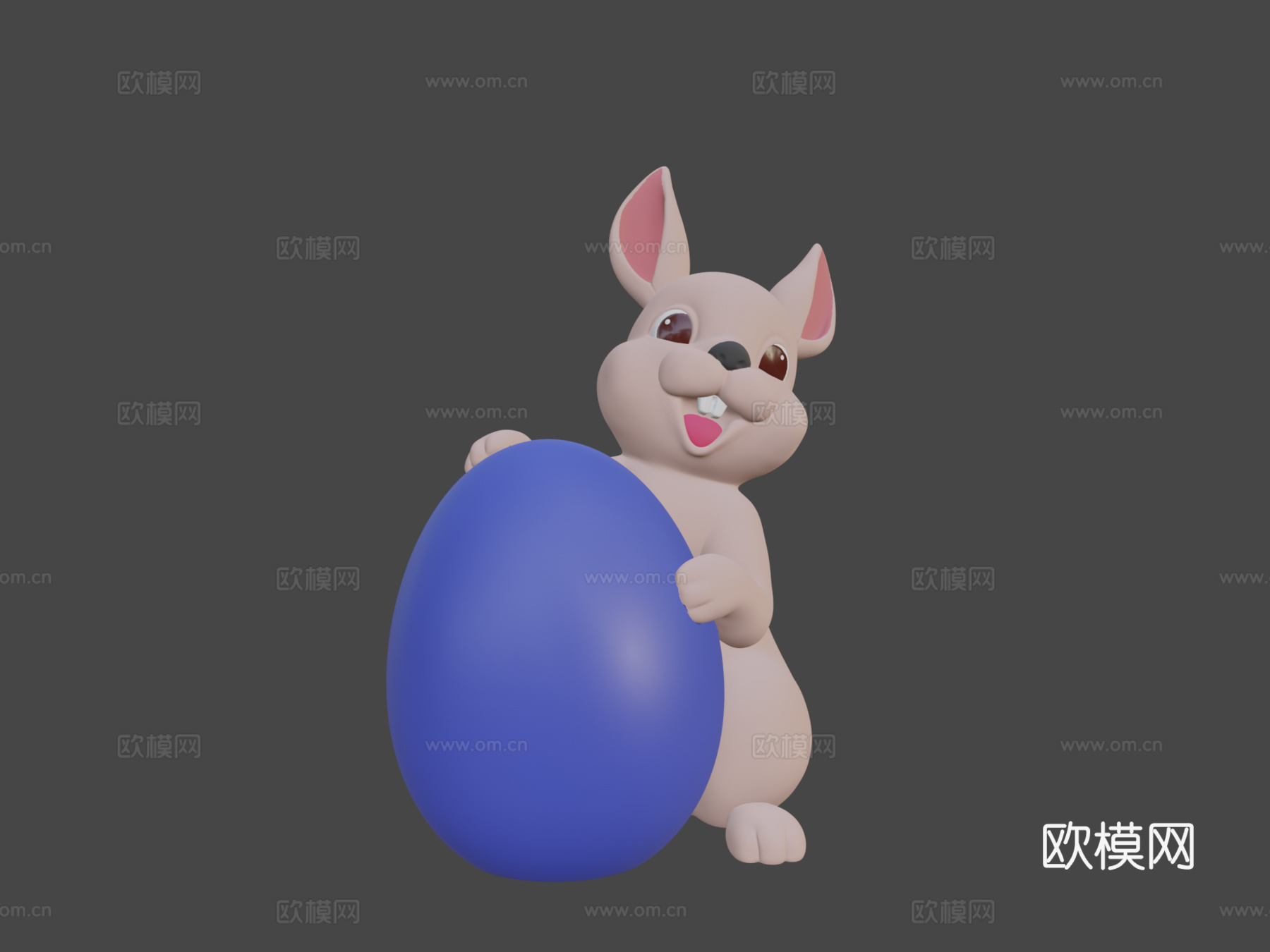 快乐复活节兔子3D版-带毛发3d模型