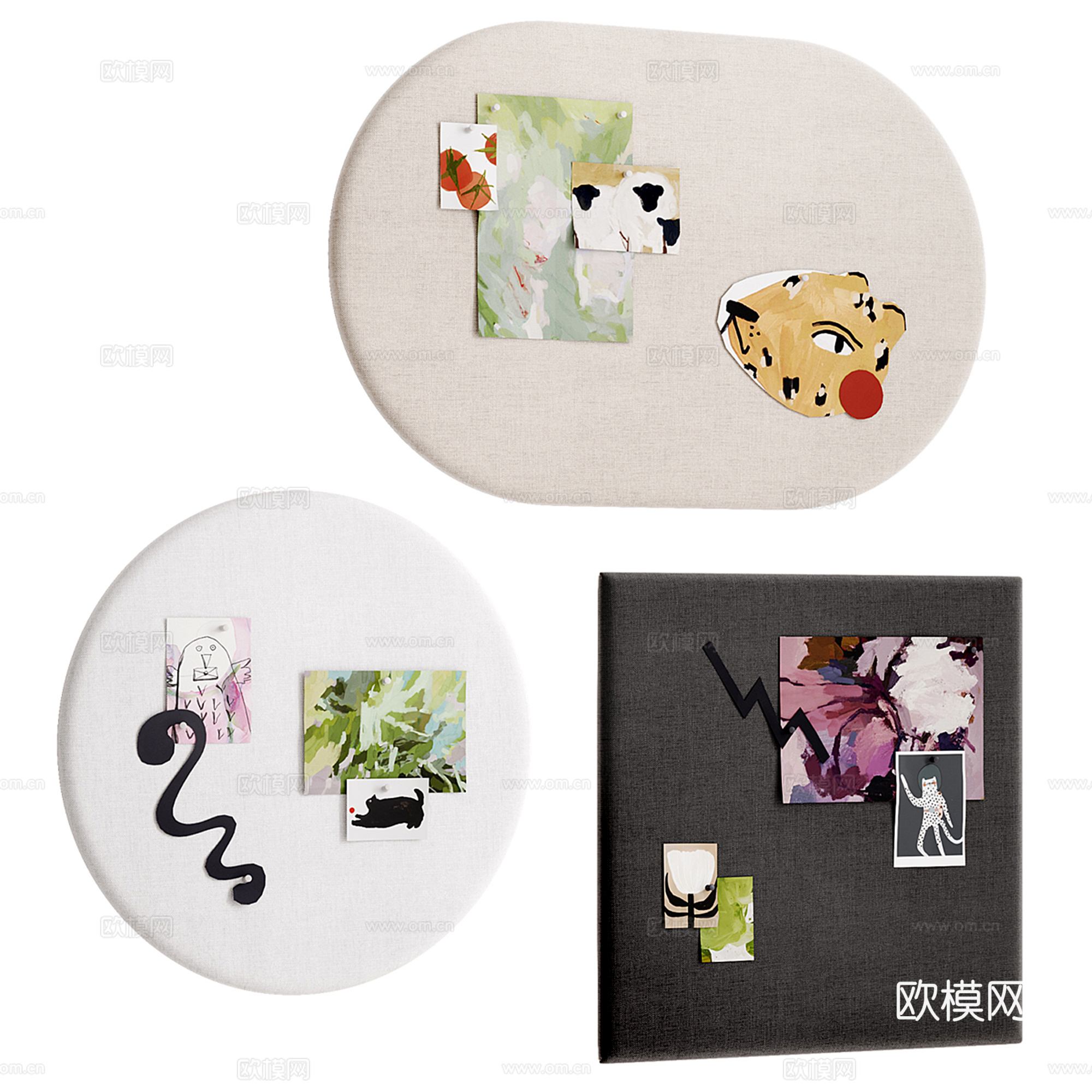 现代儿童贴画 手绘画板 墙饰挂件su模型
