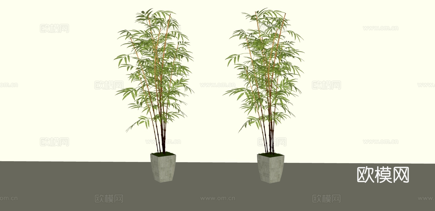 中式竹子盆栽su模型