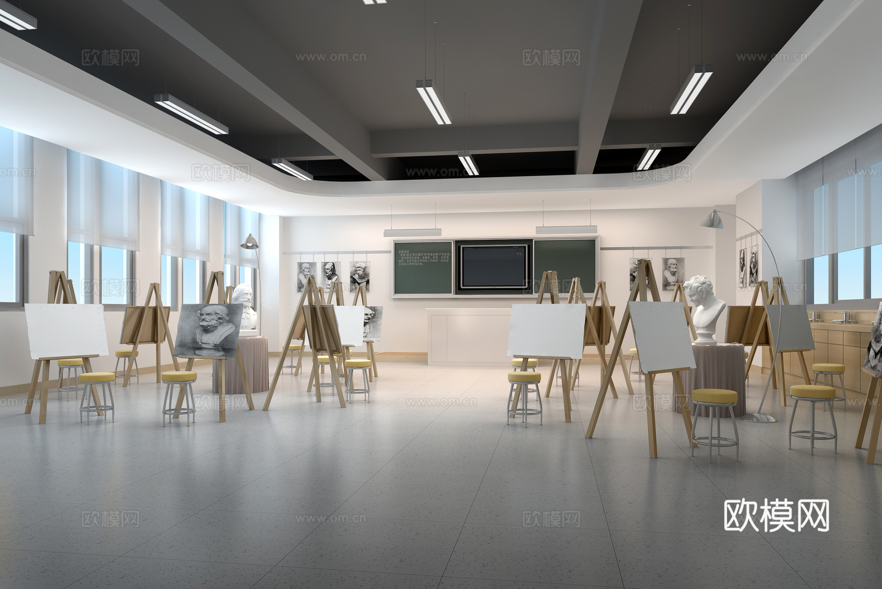 学校美术教室 素描教室3d模型