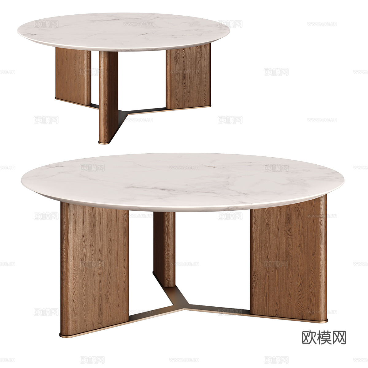 现代意式轻奢大理石圆餐桌3d模型